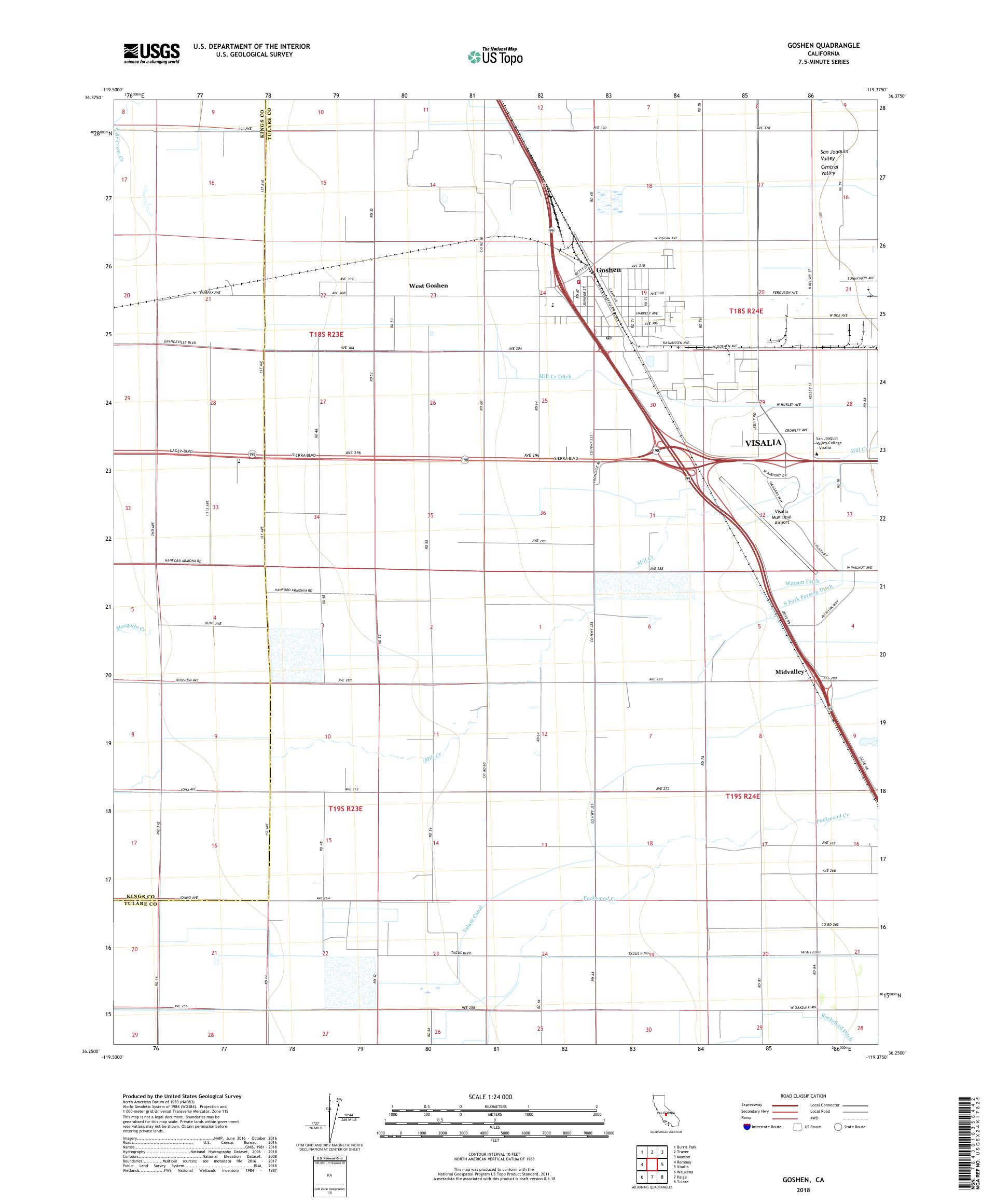 MyTopo Goshen, California USGS Quad Topo Map