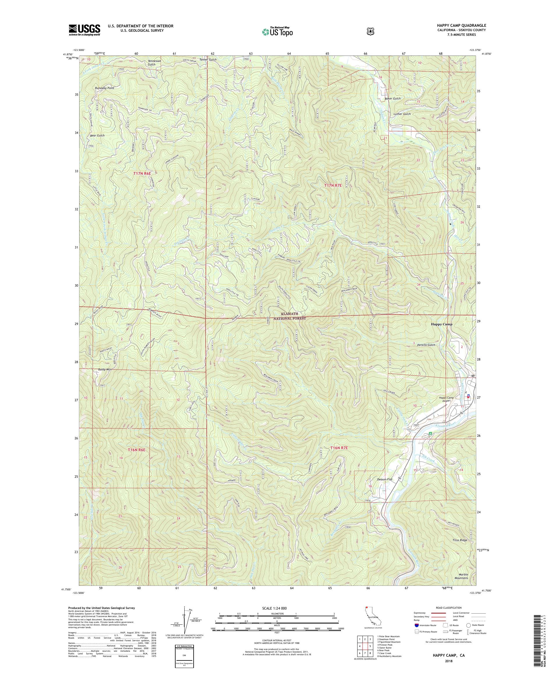 MyTopo Happy Camp, California USGS Quad Topo Map