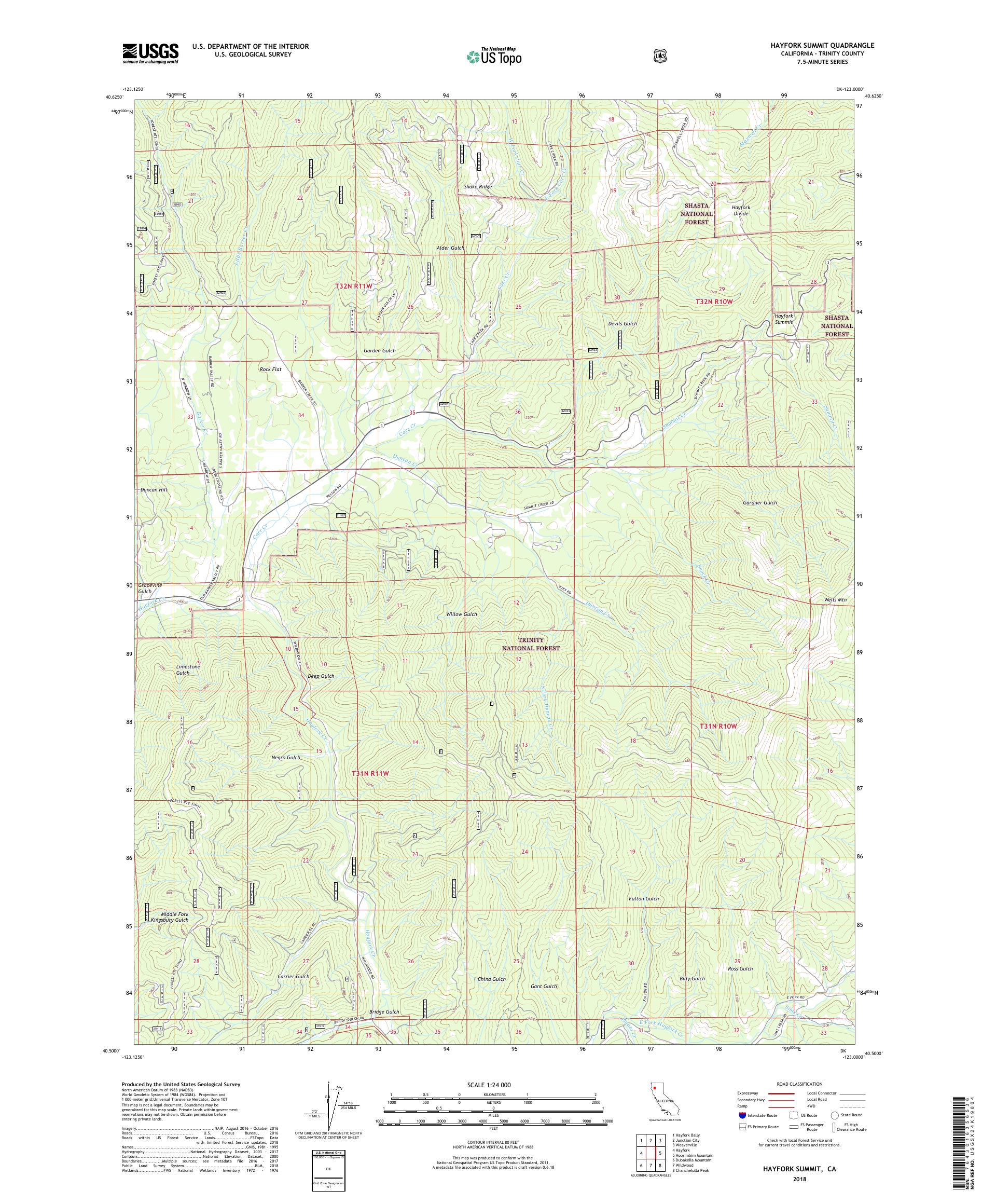 MyTopo Hayfork Summit, California USGS Quad Topo Map