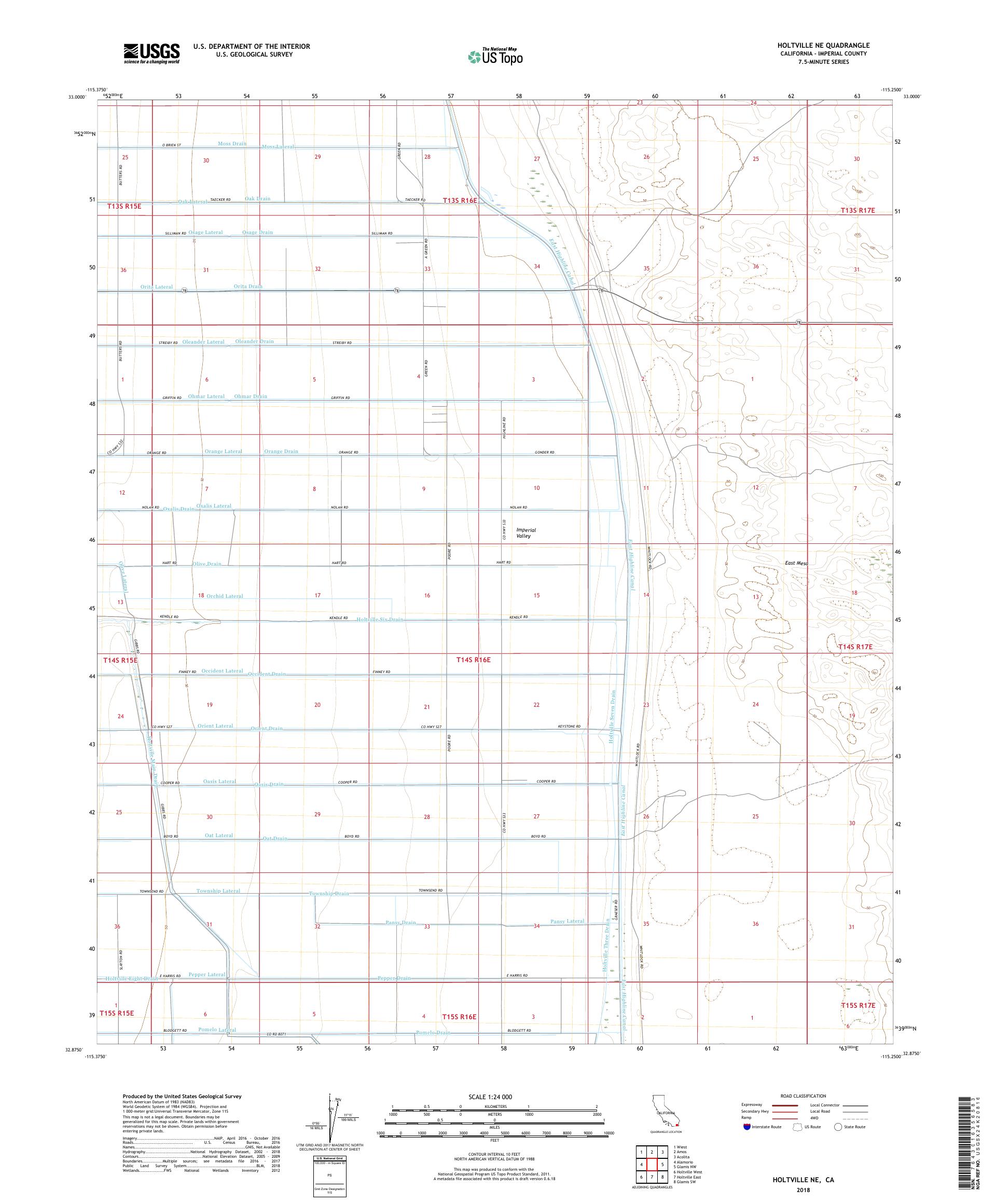 MyTopo Holtville NE, California USGS Quad Topo Map