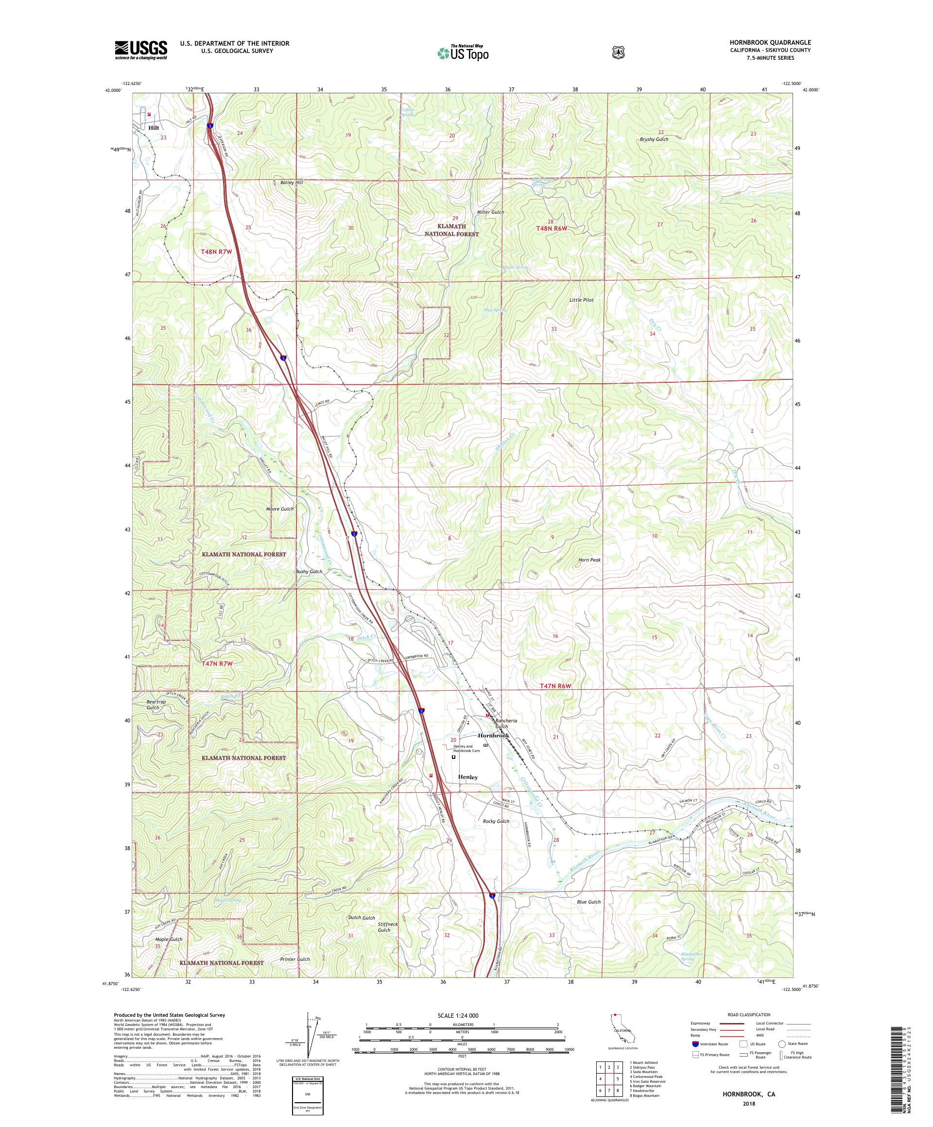 MyTopo Hornbrook, California USGS Quad Topo Map