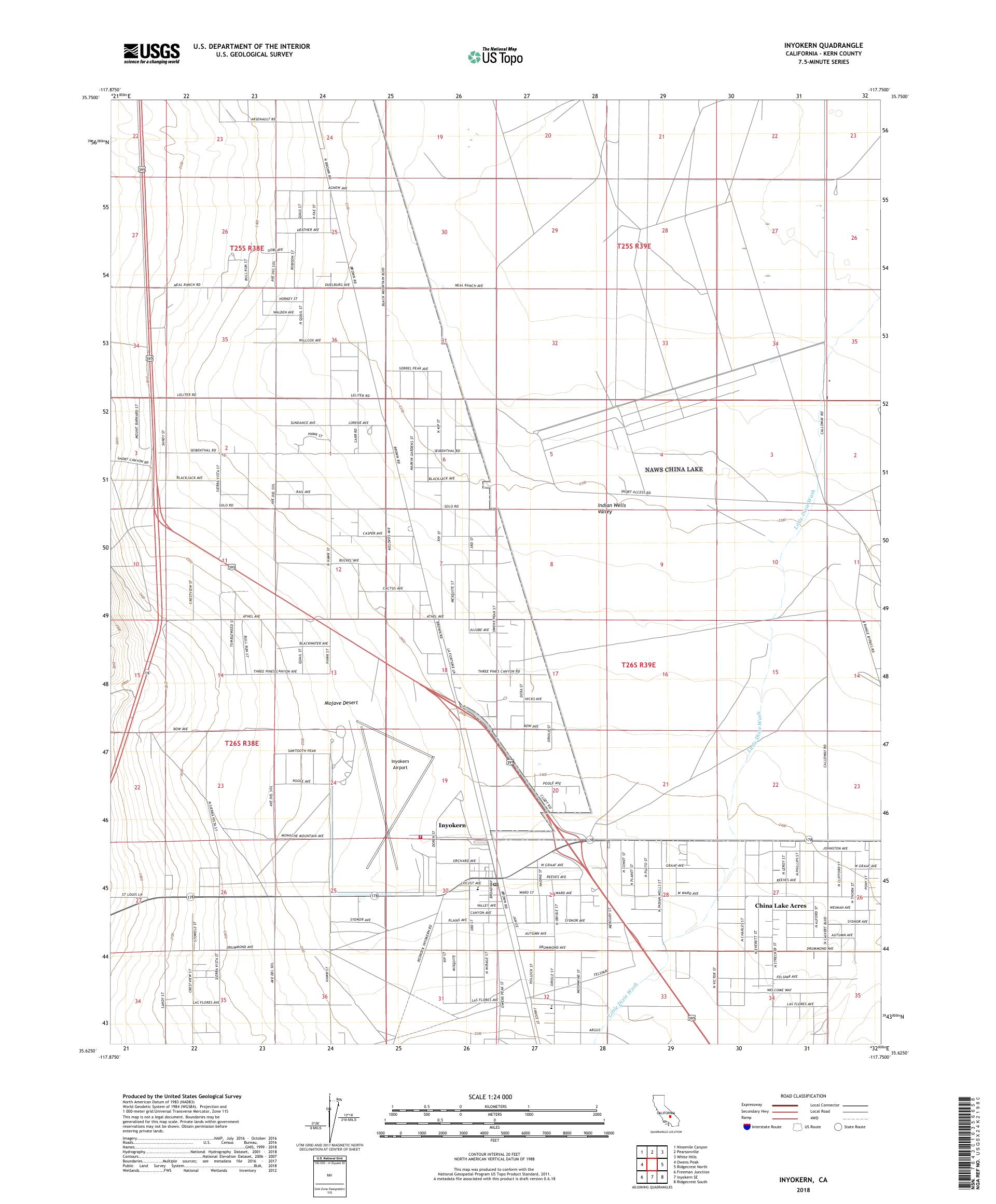 MyTopo Inyokern, California USGS Quad Topo Map