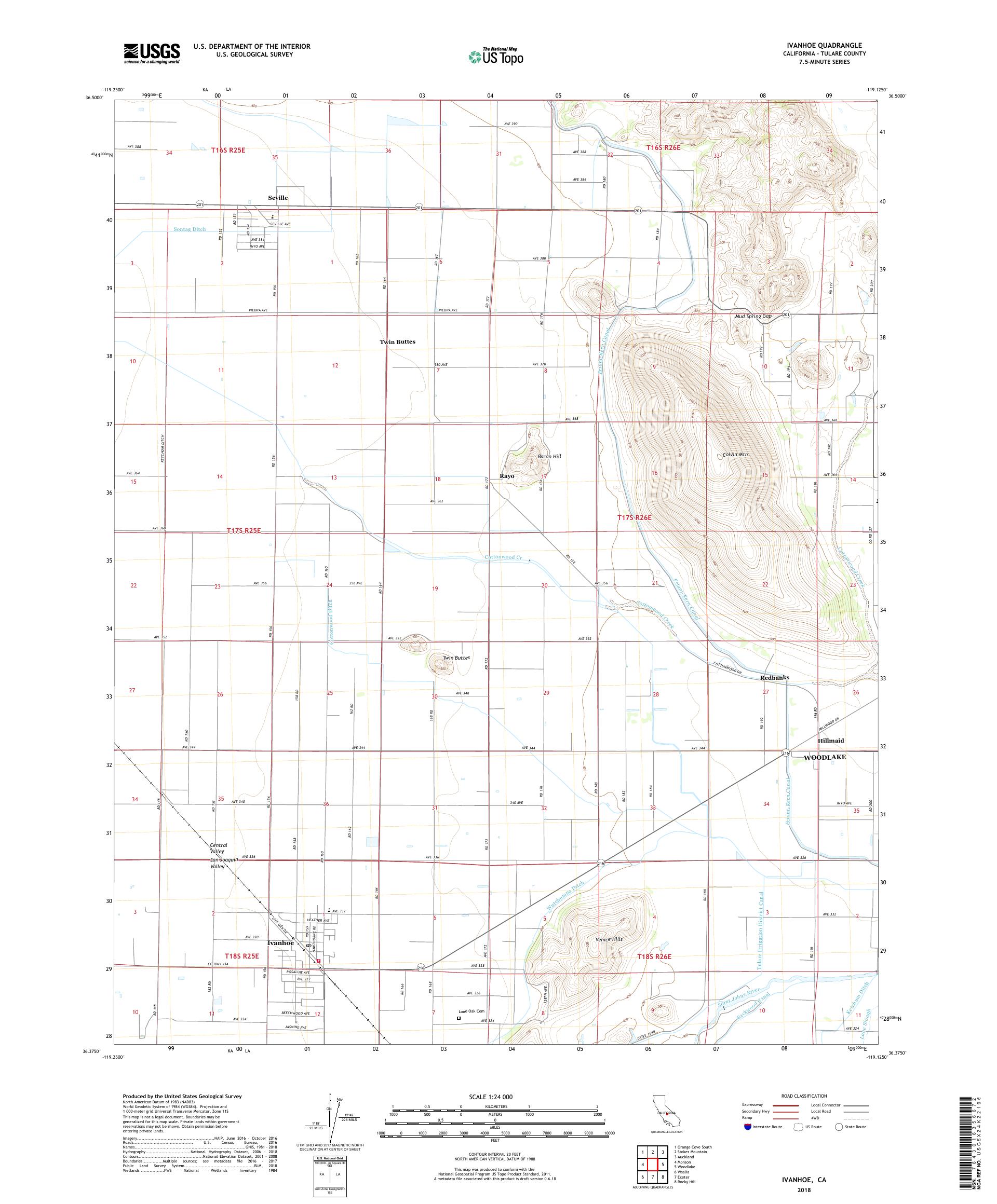 MyTopo Ivanhoe, California USGS Quad Topo Map