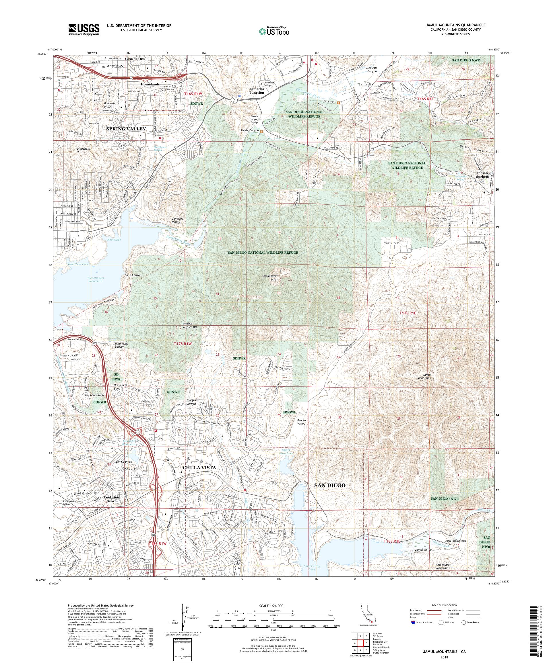 MyTopo Jamul Mountains, California USGS Quad Topo Map