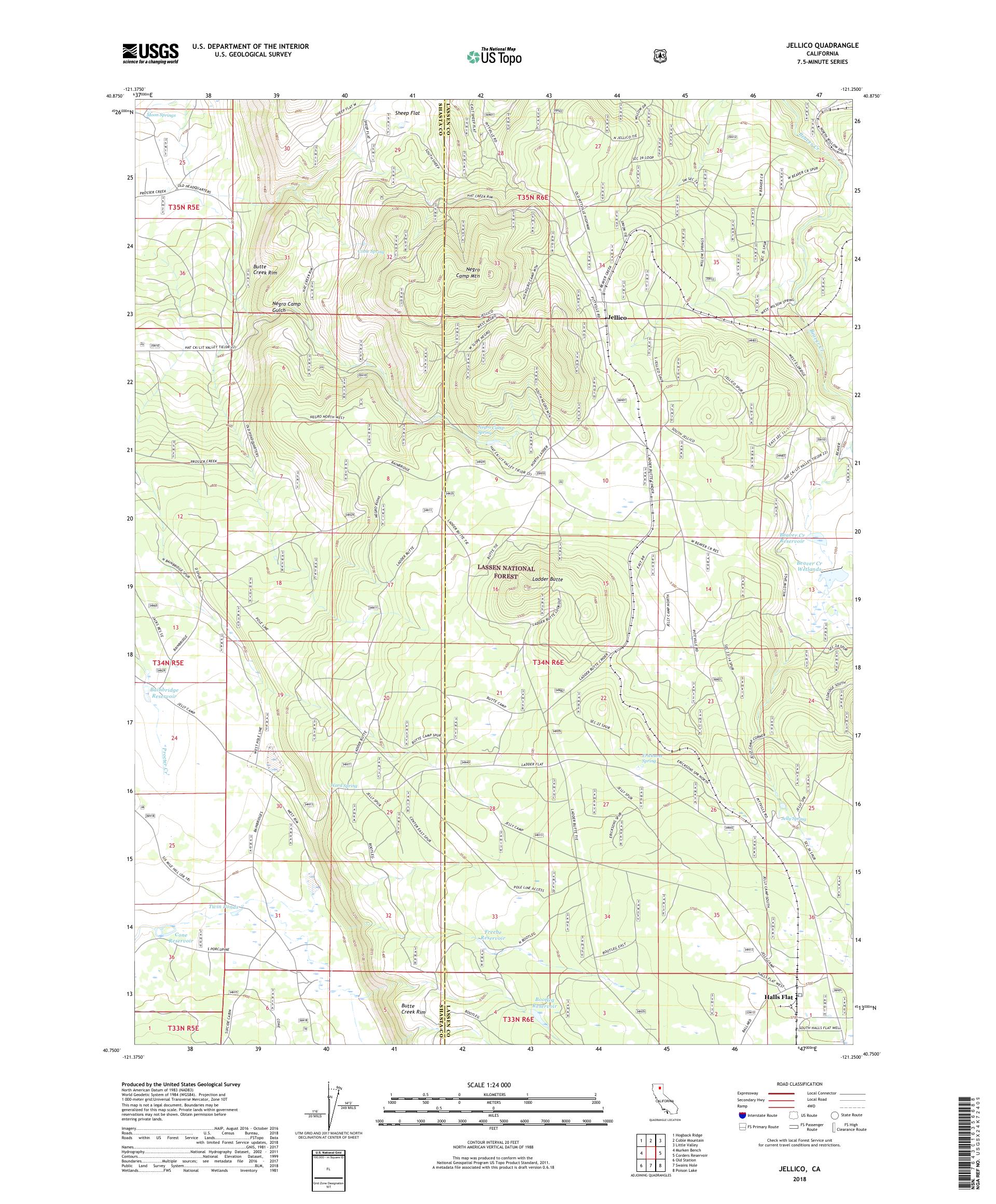 MyTopo Jellico, California USGS Quad Topo Map