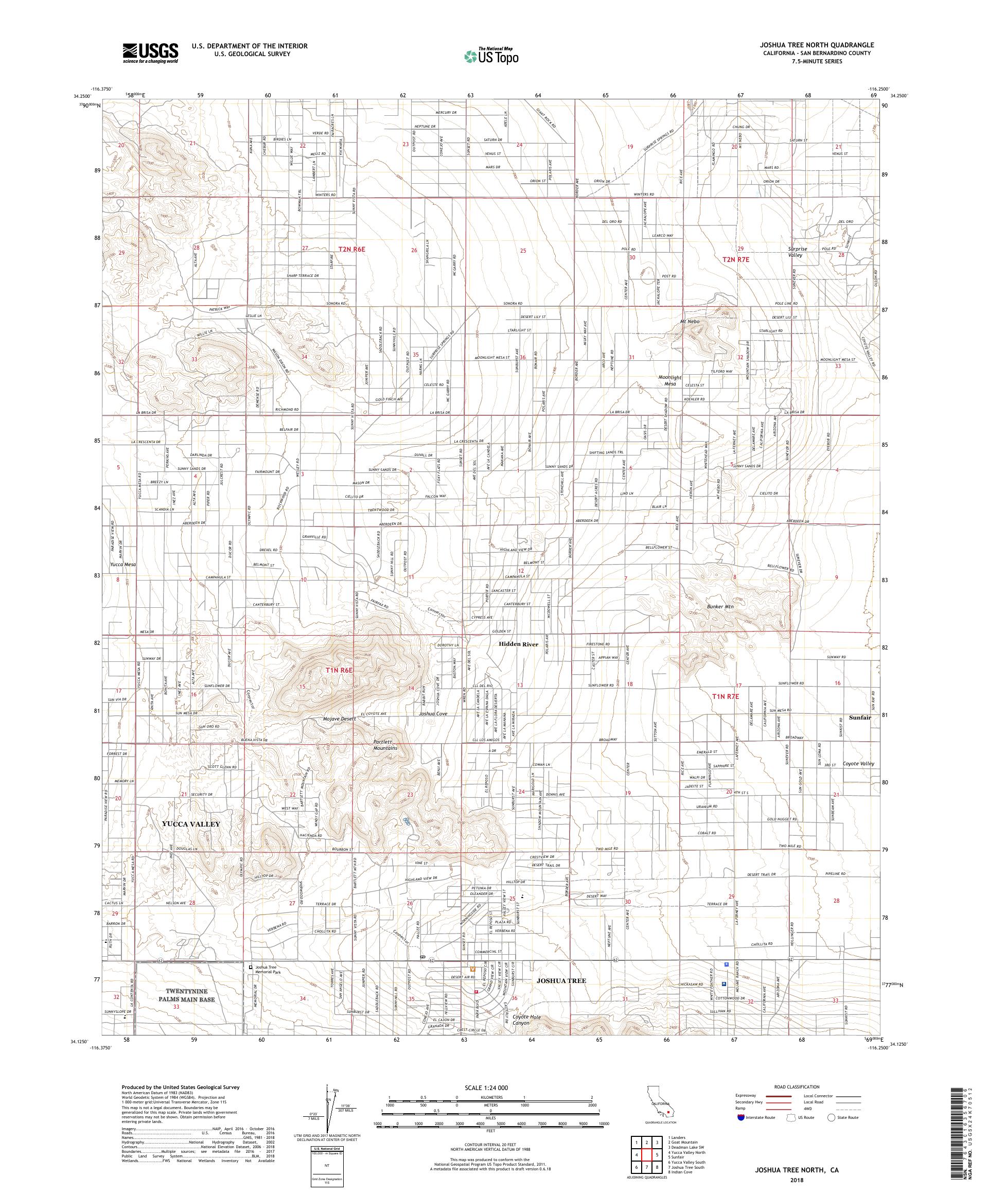 MyTopo Joshua Tree North, California USGS Quad Topo Map