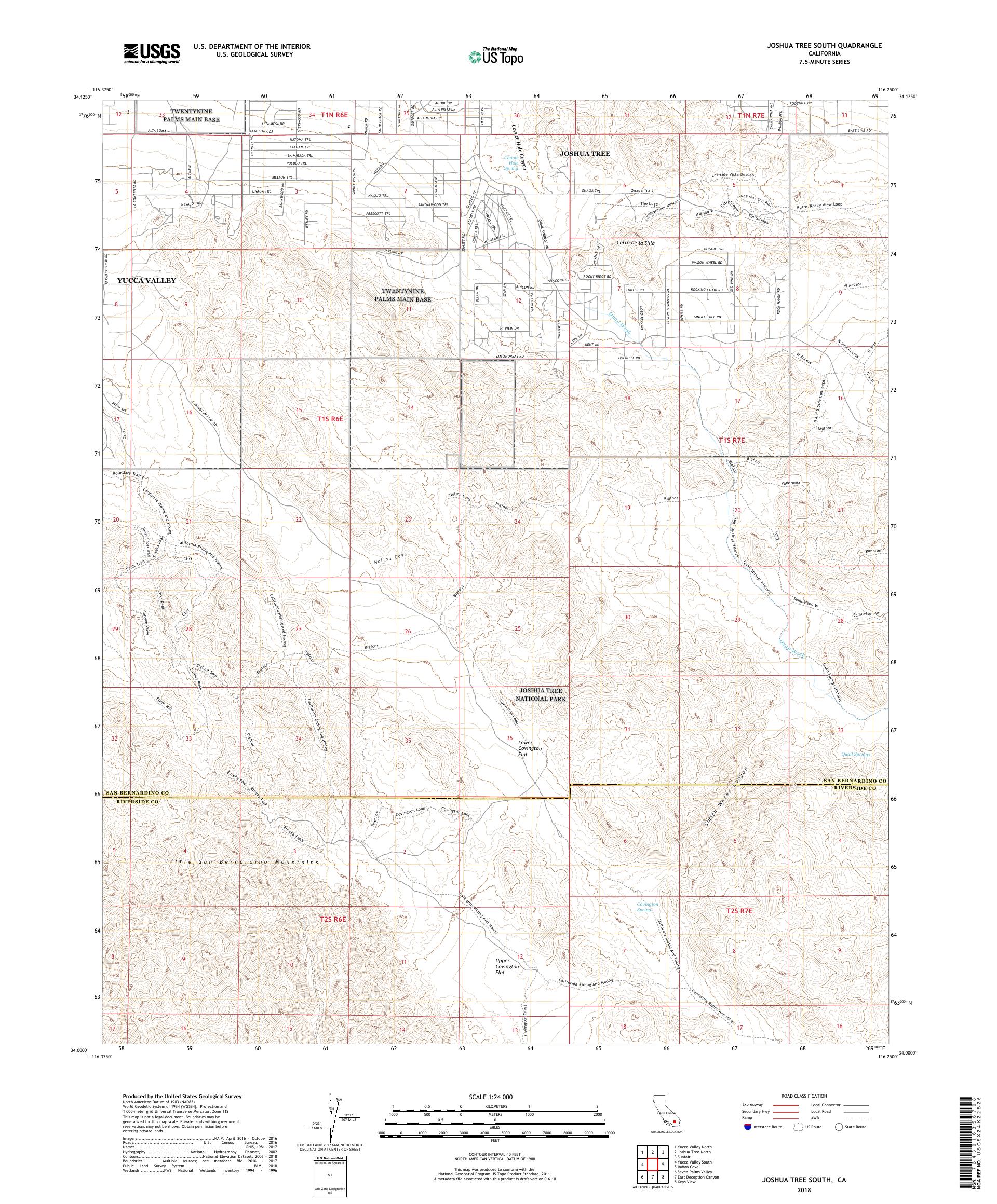 MyTopo Joshua Tree South, California USGS Quad Topo Map