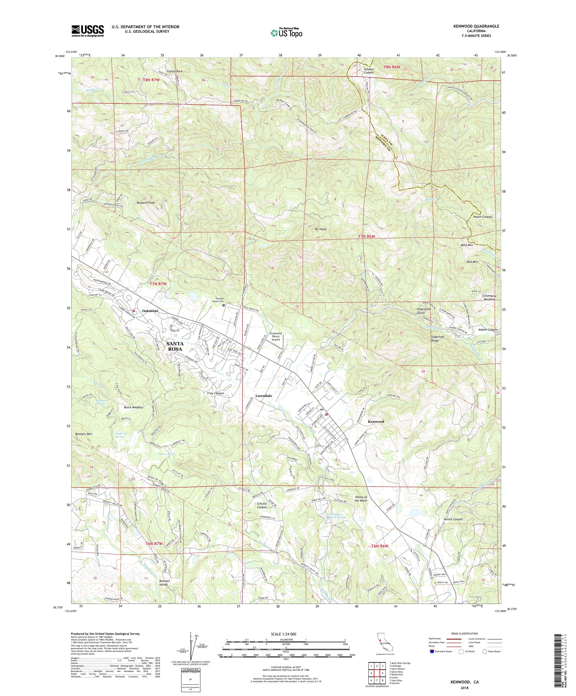 MyTopo Kenwood, California USGS Quad Topo Map