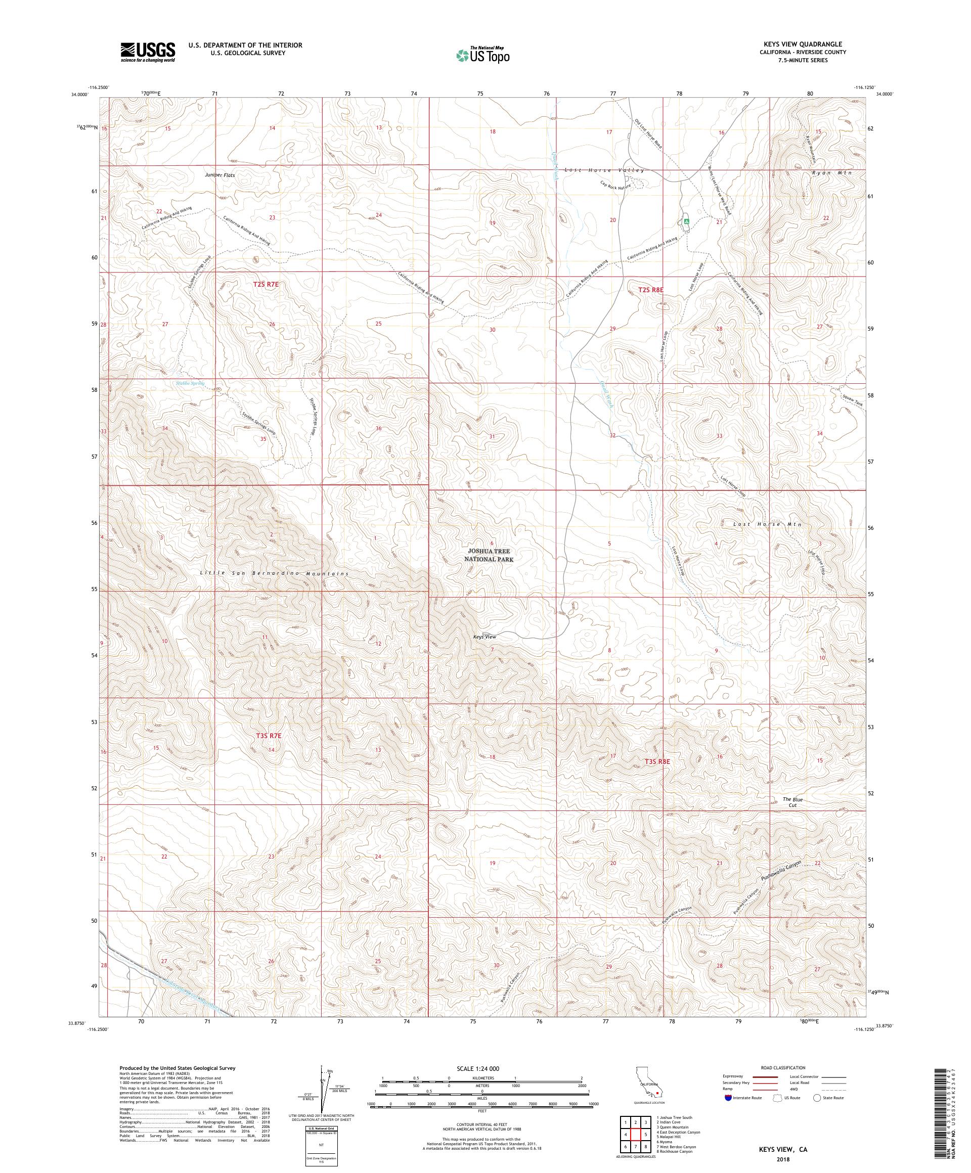MyTopo Keys View, California USGS Quad Topo Map