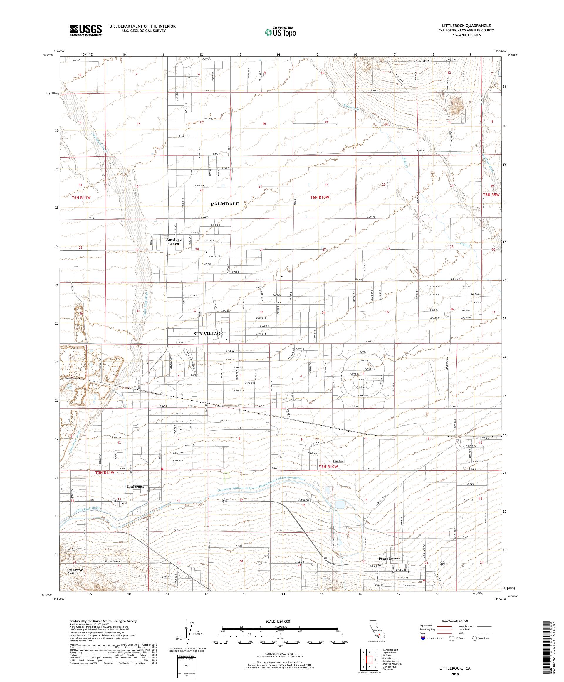 MyTopo Littlerock, California USGS Quad Topo Map