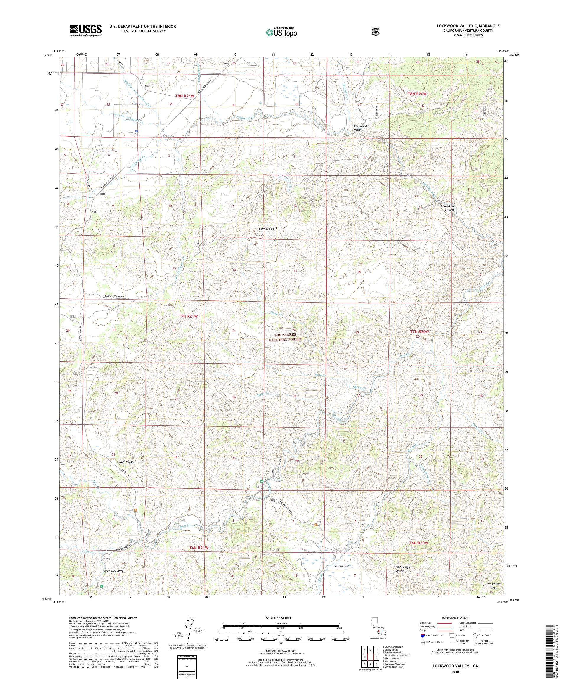 MyTopo Lockwood Valley, California USGS Quad Topo Map