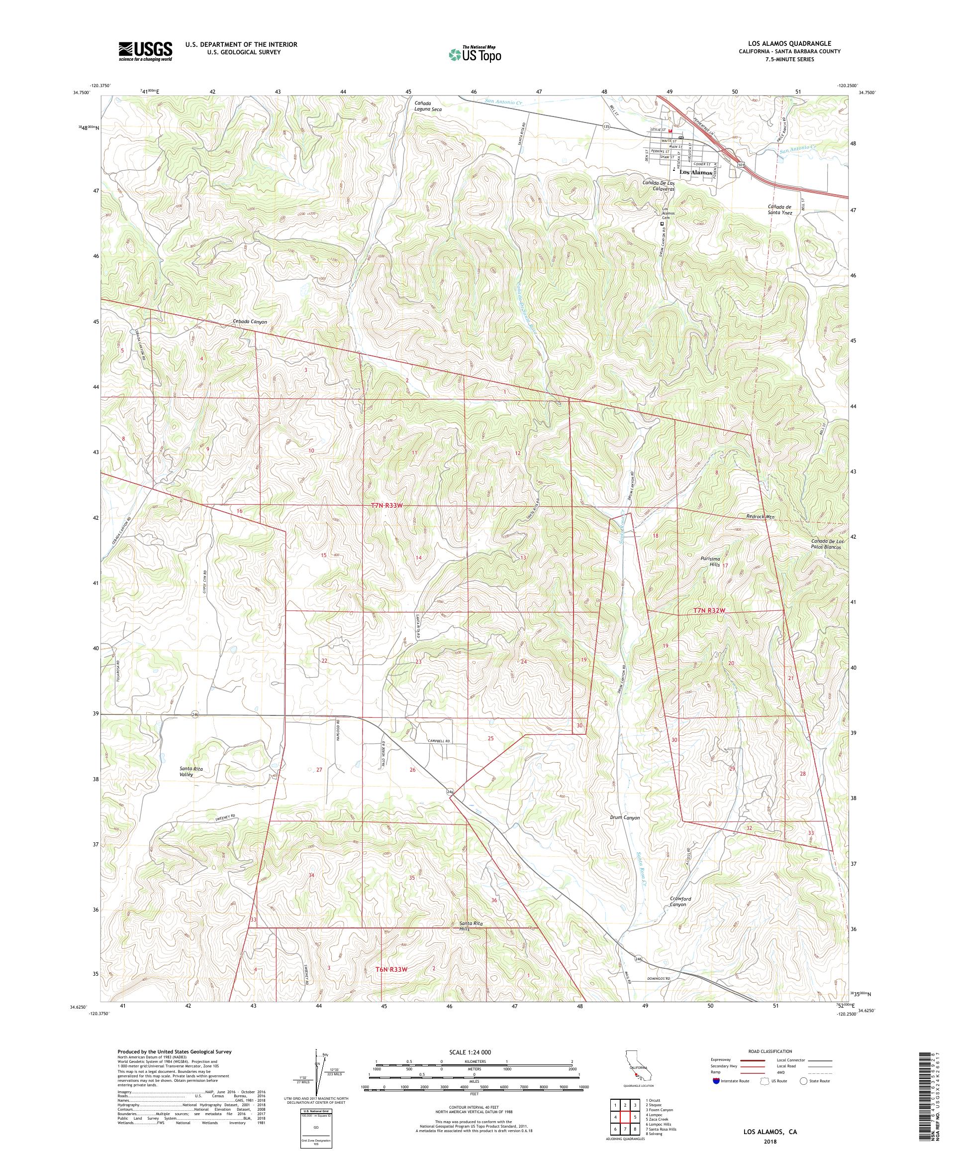 MyTopo Los Alamos, California USGS Quad Topo Map
