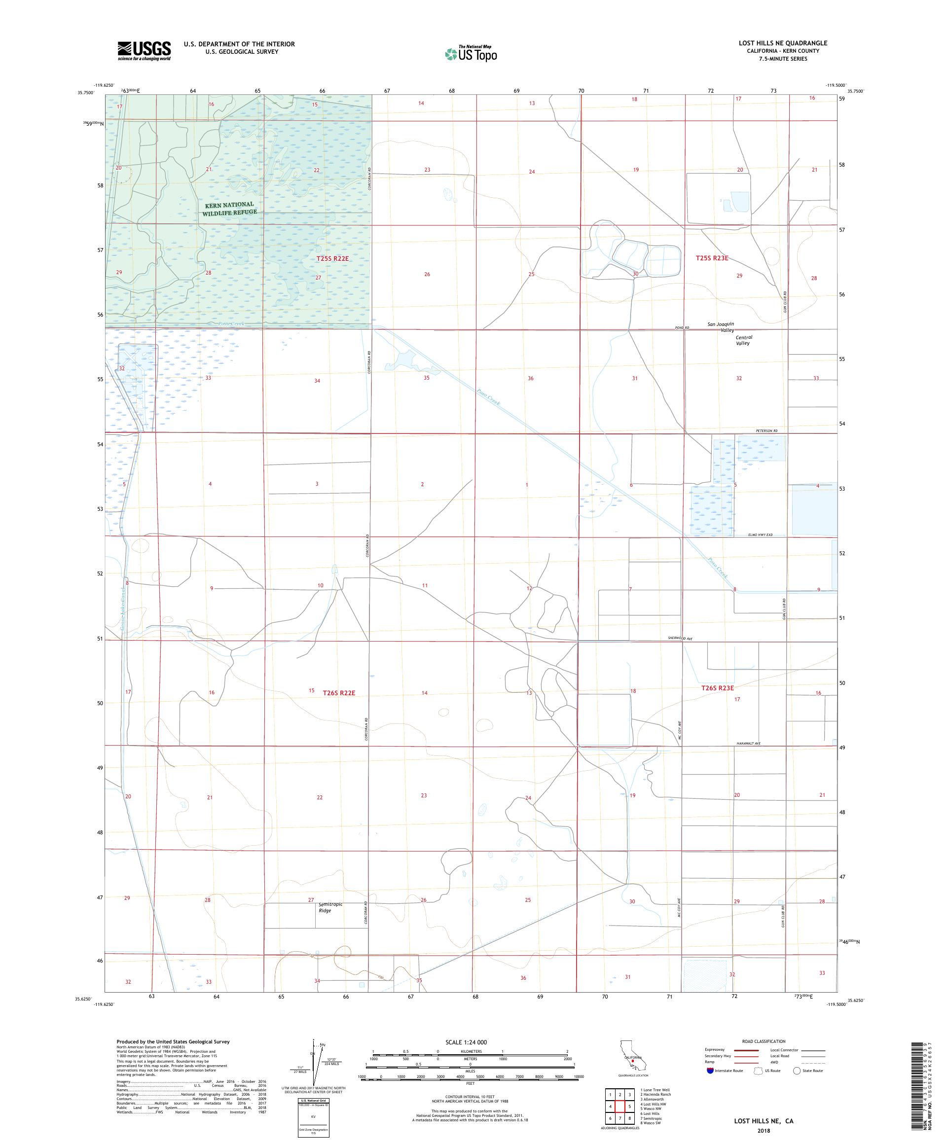 MyTopo Lost Hills Ne, California USGS Quad Topo Map