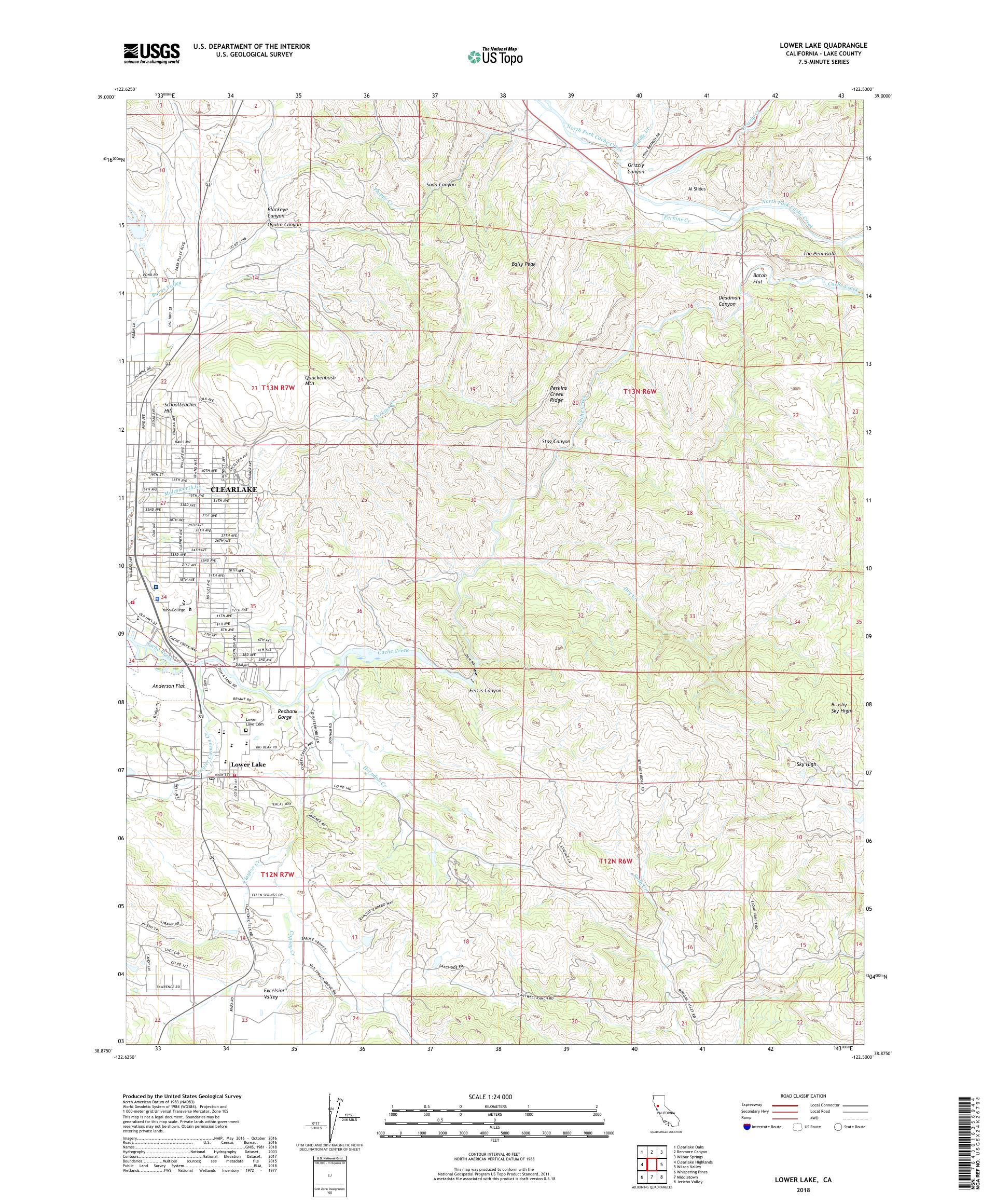 MyTopo Lower Lake, California USGS Quad Topo Map