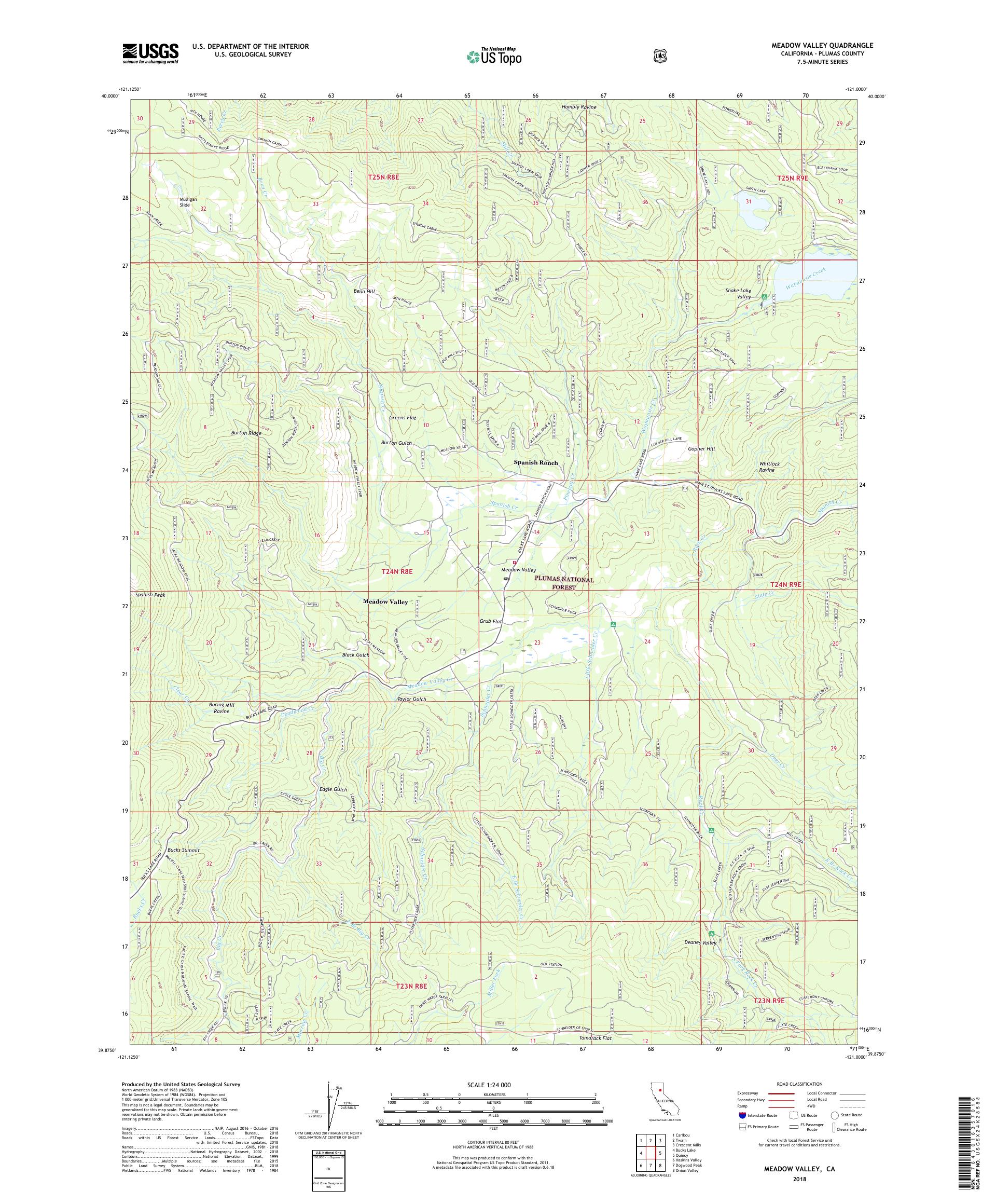 MyTopo Meadow Valley, California USGS Quad Topo Map