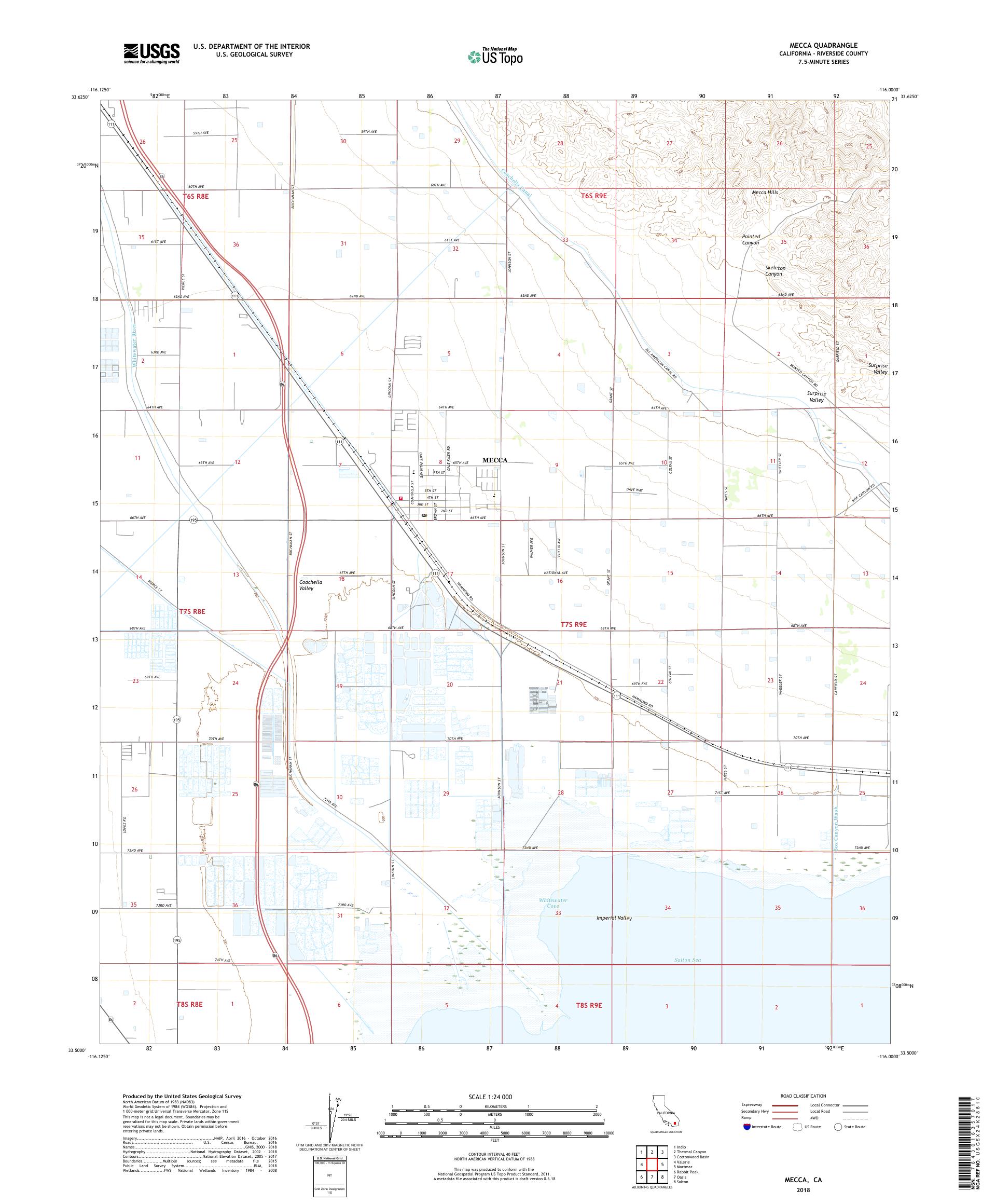 MyTopo Mecca, California USGS Quad Topo Map
