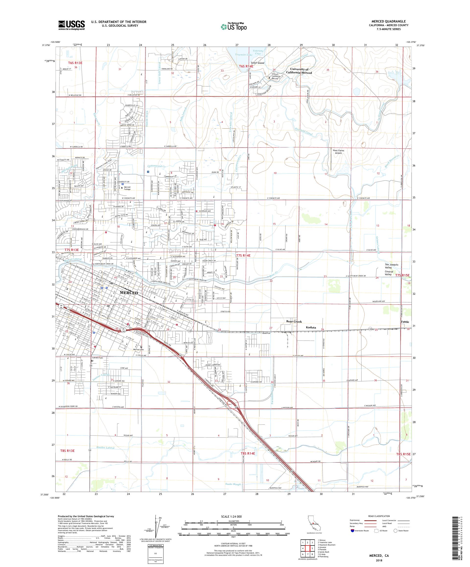 MyTopo Merced, California USGS Quad Topo Map