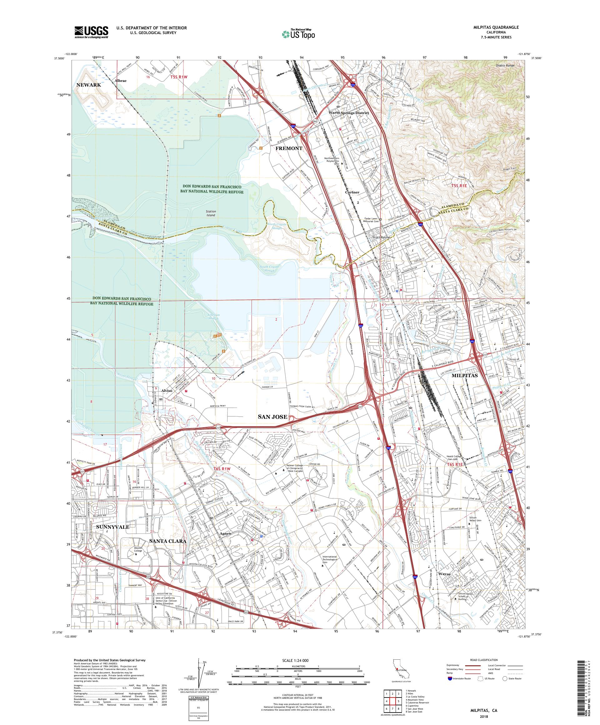 MyTopo Milpitas, California USGS Quad Topo Map