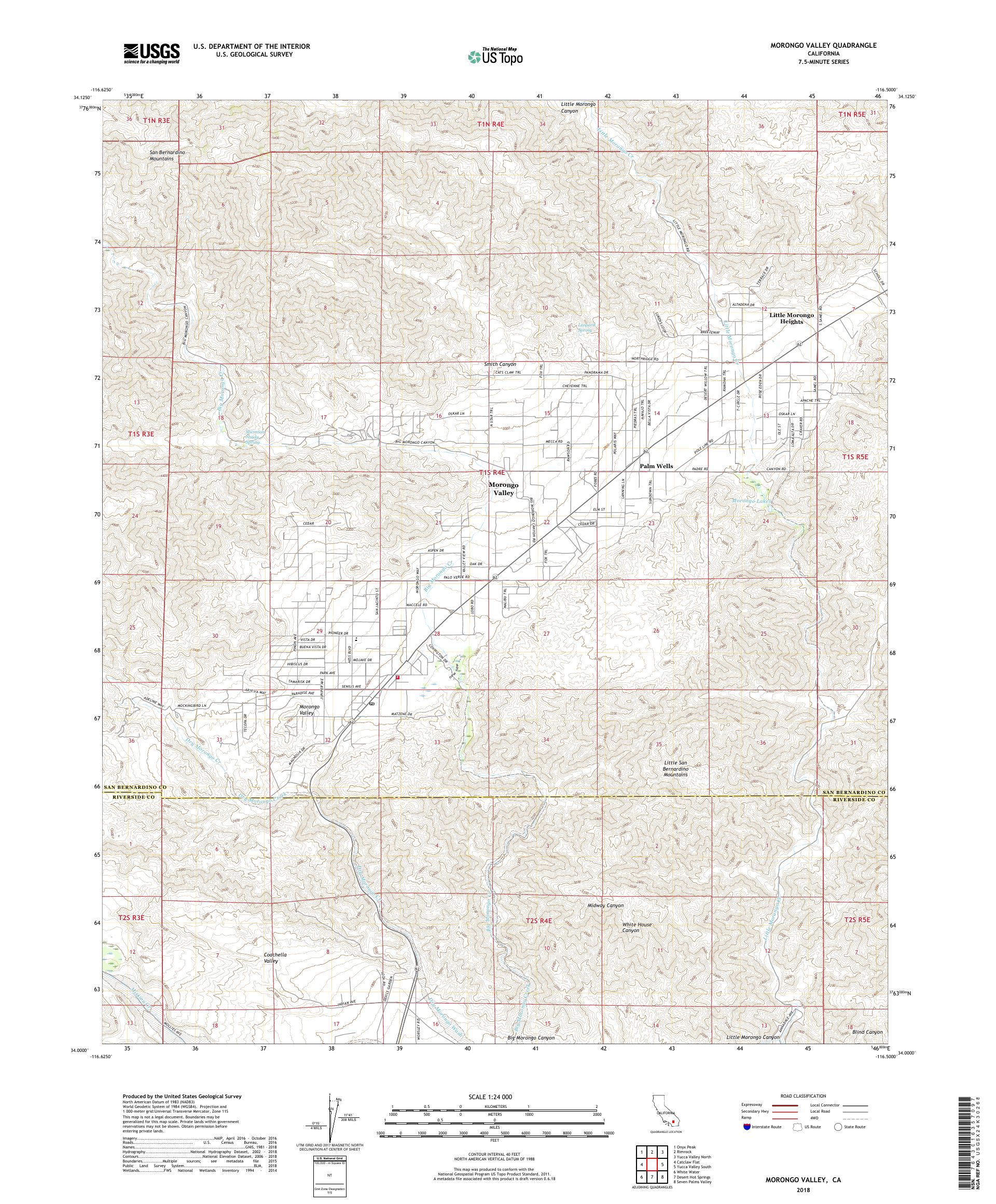 MyTopo Morongo Valley, California USGS Quad Topo Map