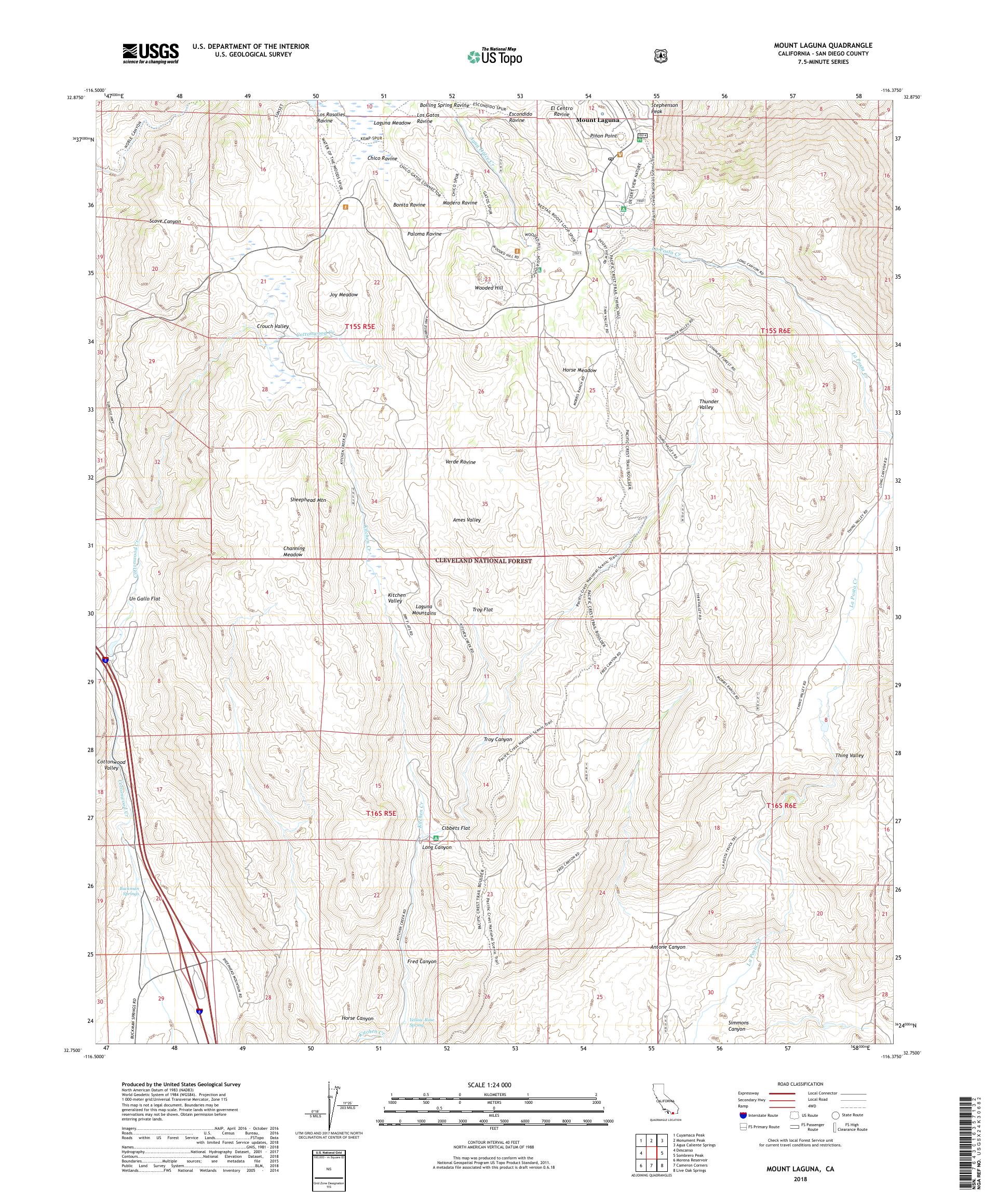 MyTopo Mount Laguna, California USGS Quad Topo Map