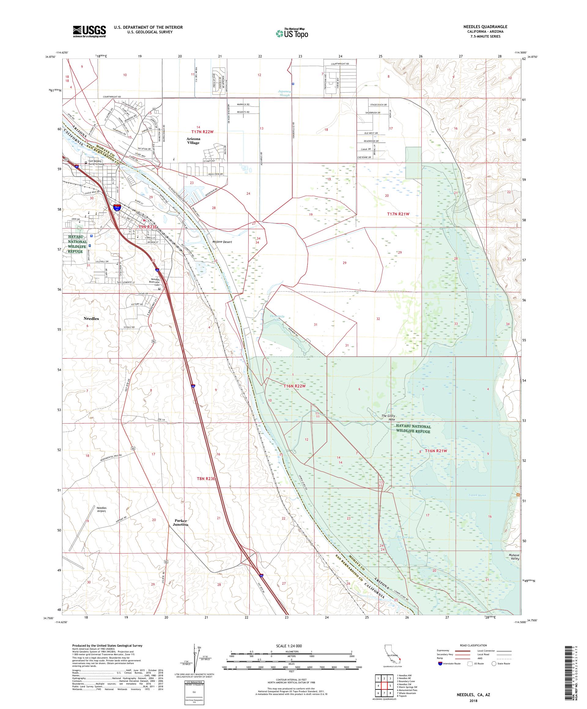 MyTopo Needles, California USGS Quad Topo Map