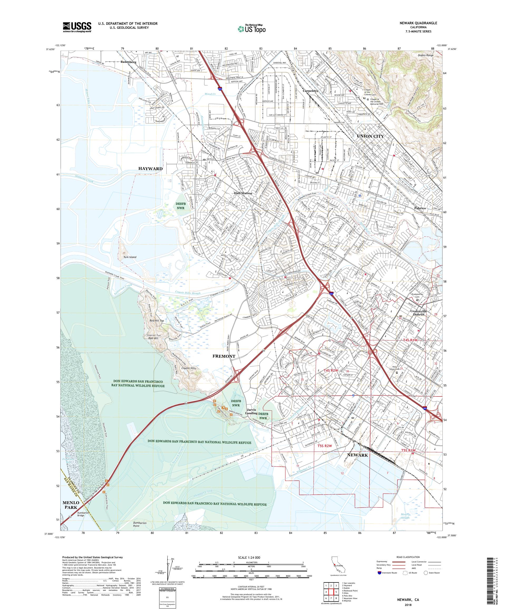 MyTopo Newark, California USGS Quad Topo Map