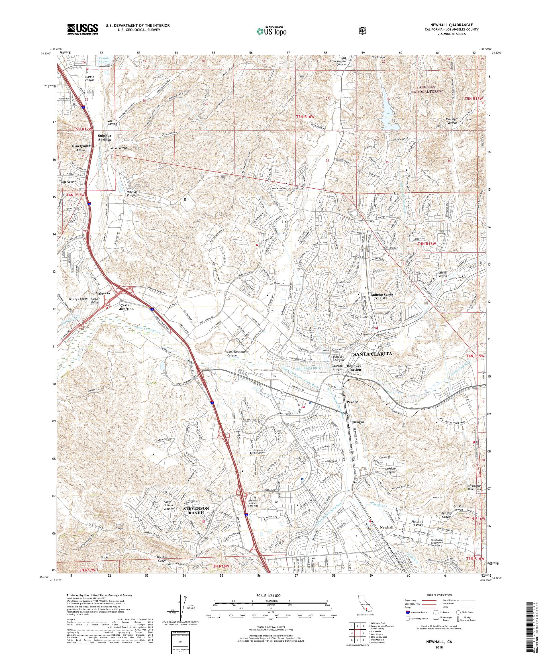 MyTopo Newhall, California USGS Quad Topo Map