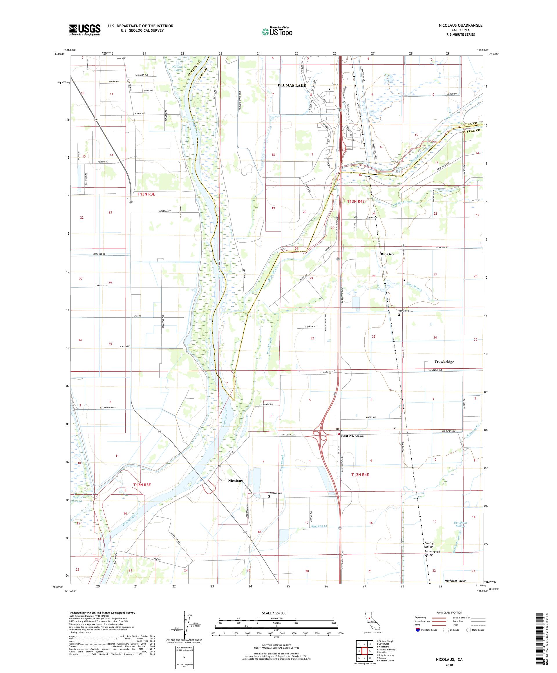 MyTopo Nicolaus, California USGS Quad Topo Map