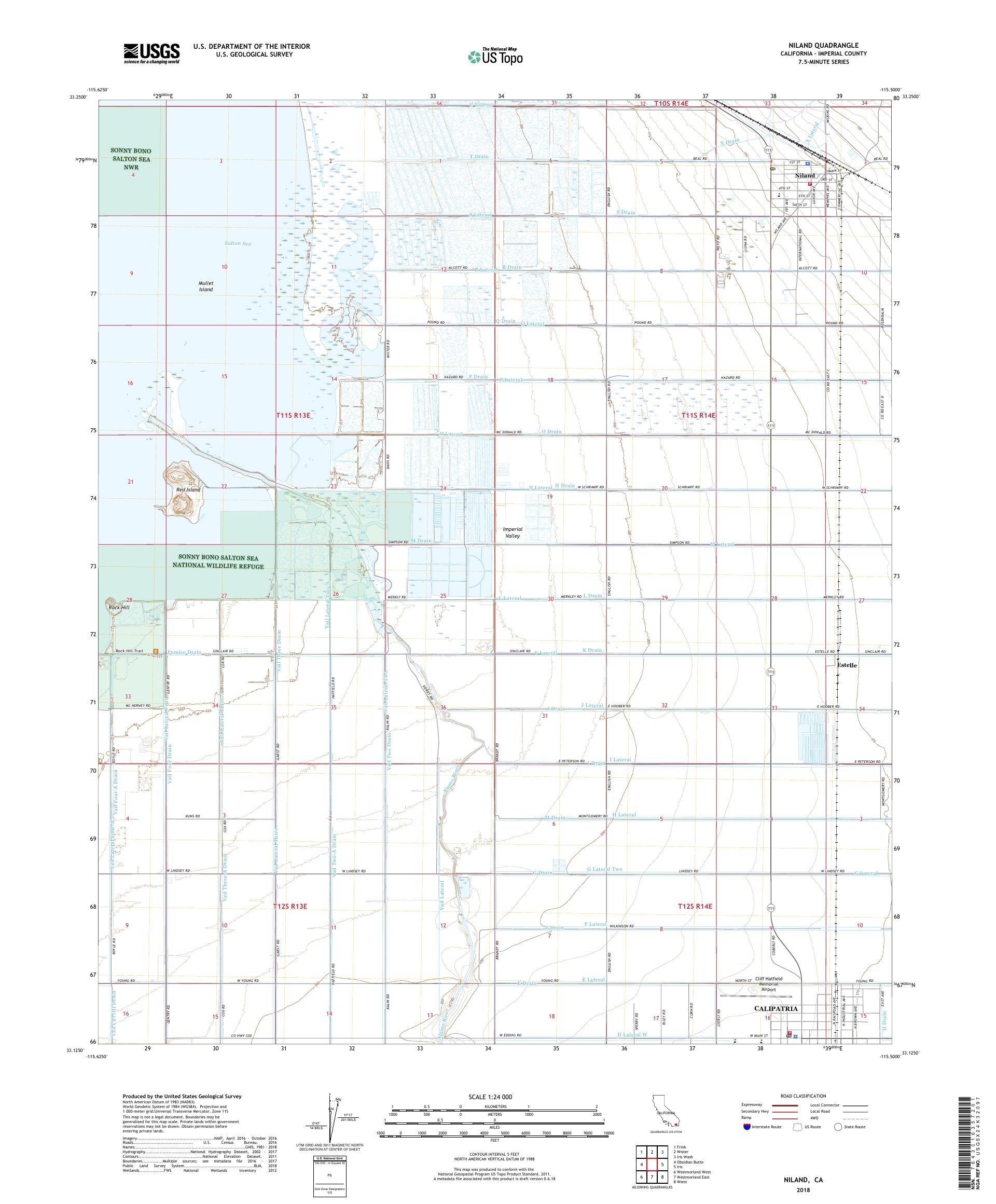 MyTopo Niland, California USGS Quad Topo Map