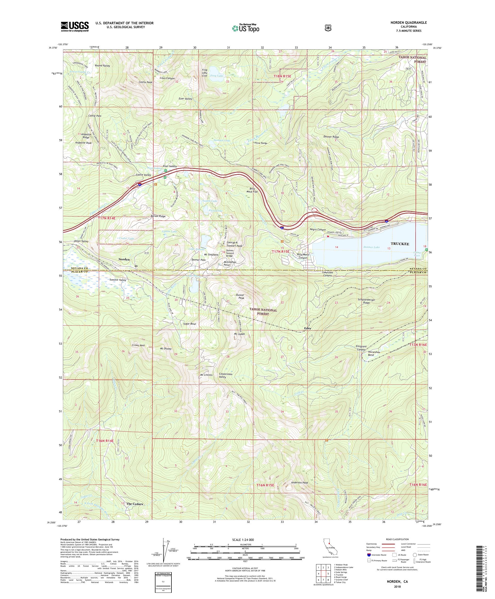 MyTopo Norden, California USGS Quad Topo Map