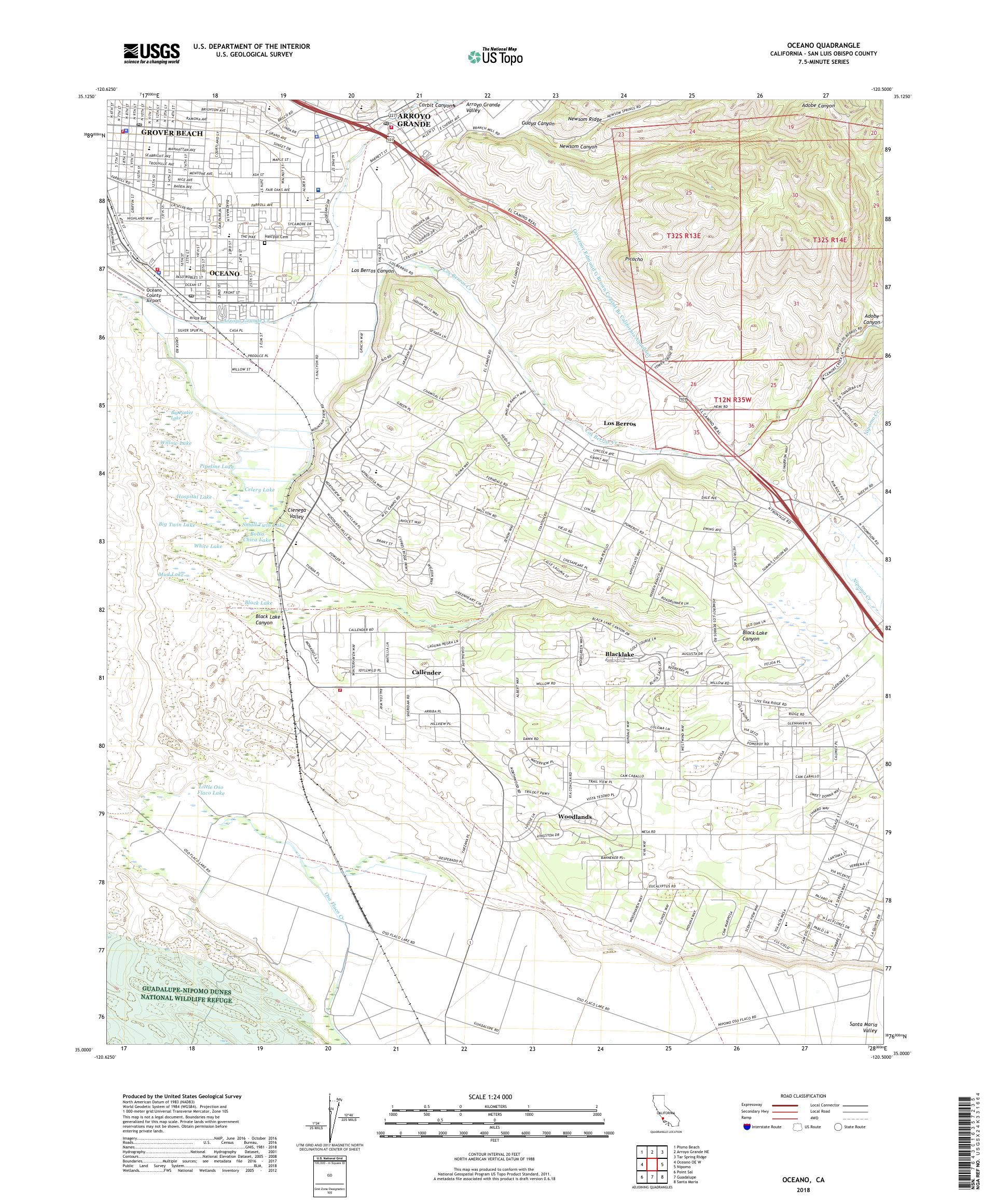 MyTopo Oceano, California USGS Quad Topo Map
