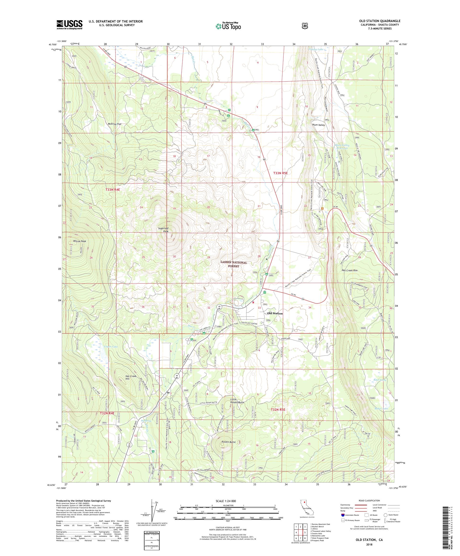 MyTopo Old Station, California USGS Quad Topo Map