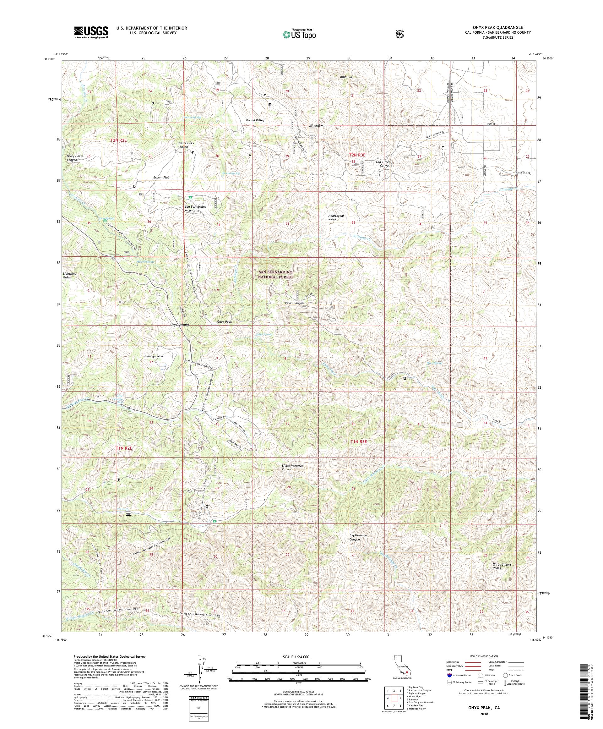 MyTopo Onyx Peak, California USGS Quad Topo Map