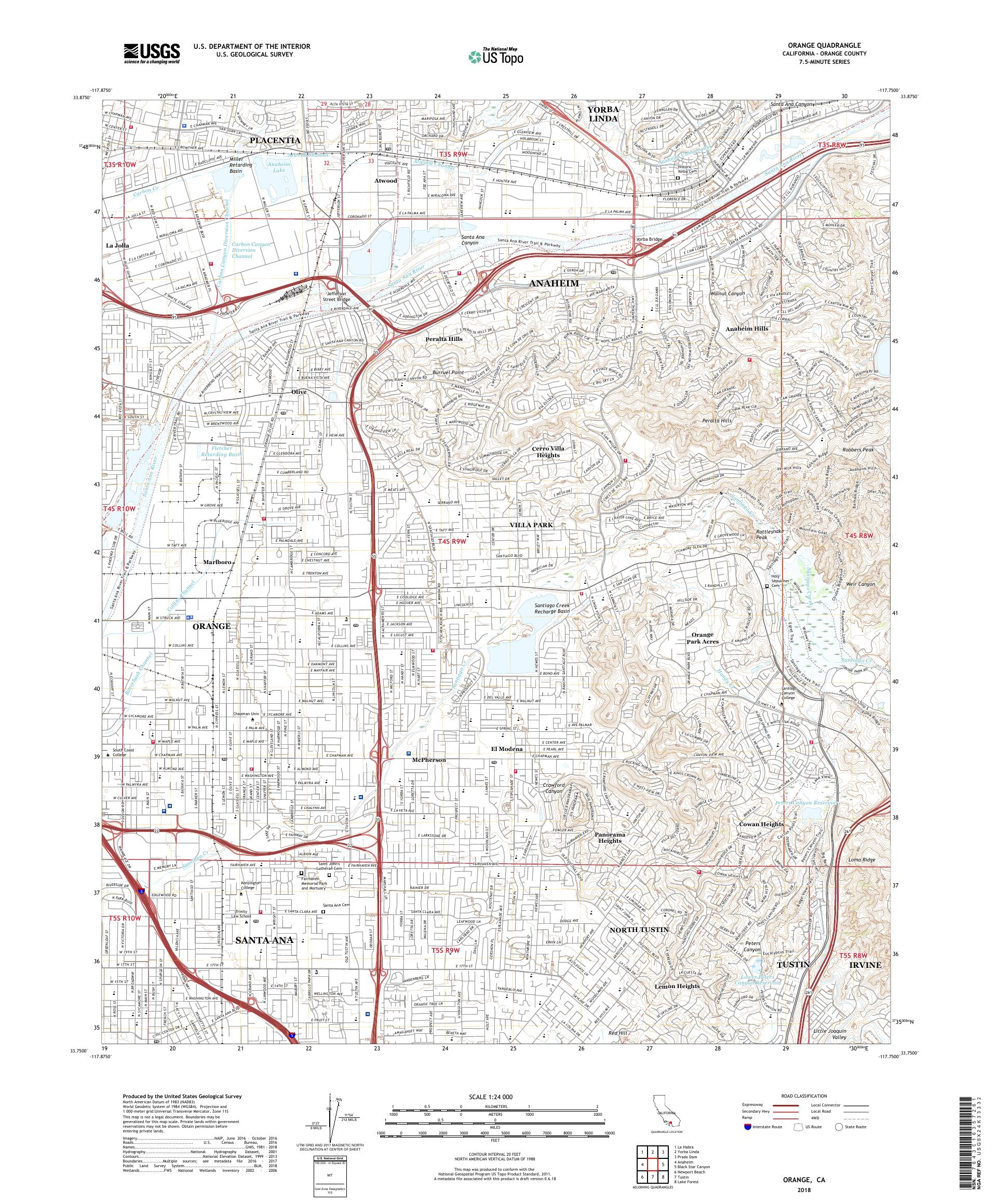 MyTopo Orange, California USGS Quad Topo Map