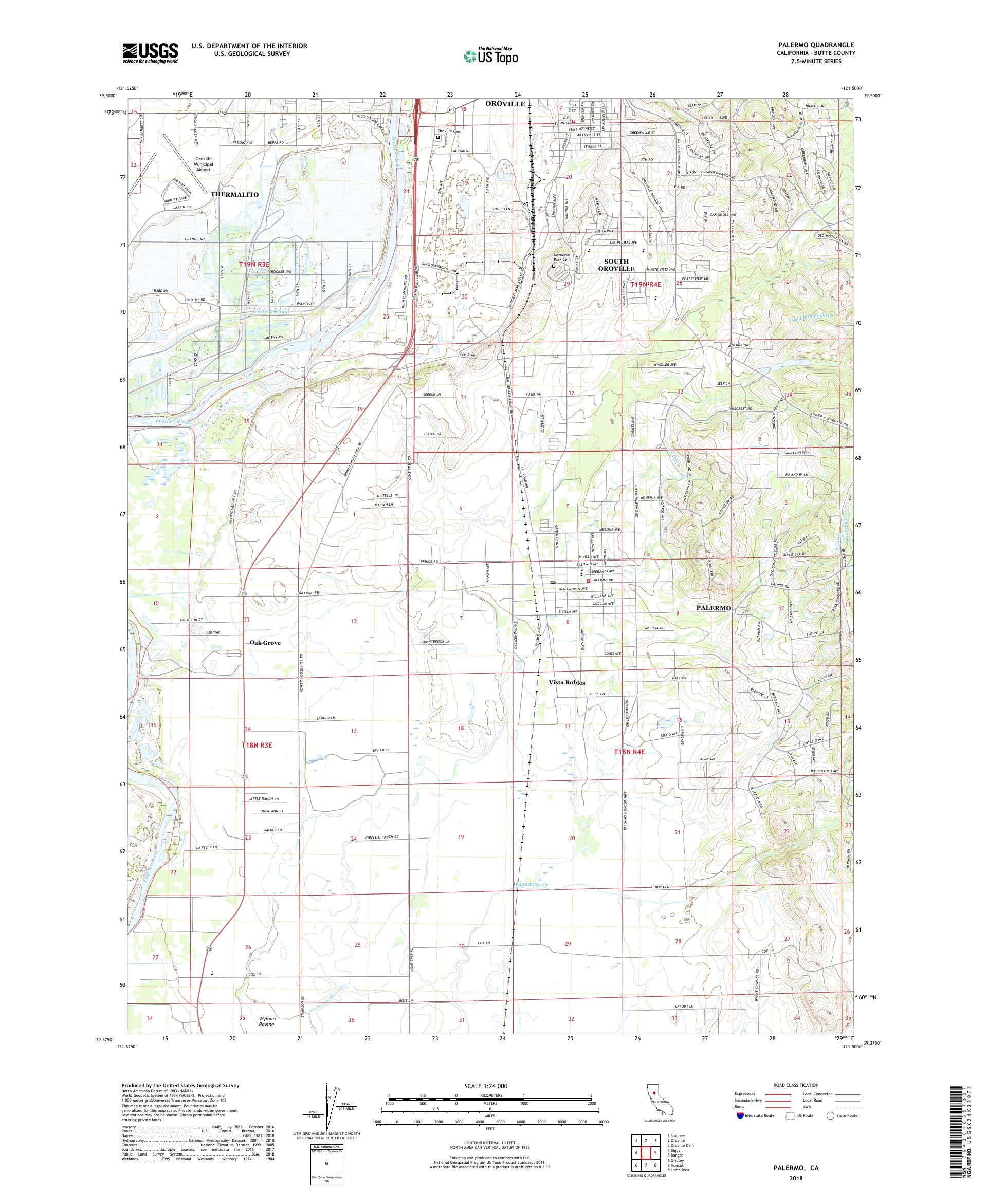 MyTopo Palermo, California USGS Quad Topo Map