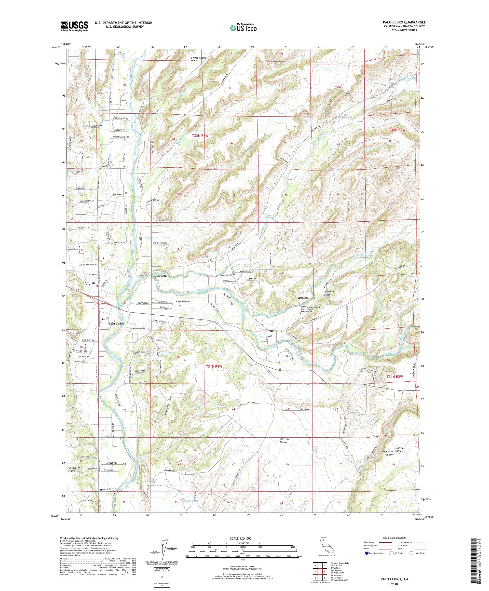 MyTopo Palo Cedro, California USGS Quad Topo Map
