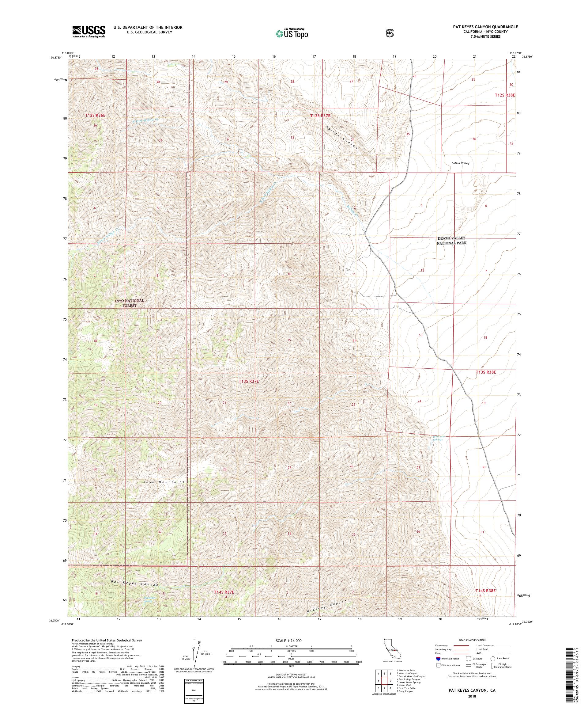 MyTopo Pat Keyes Canyon, California USGS Quad Topo Map