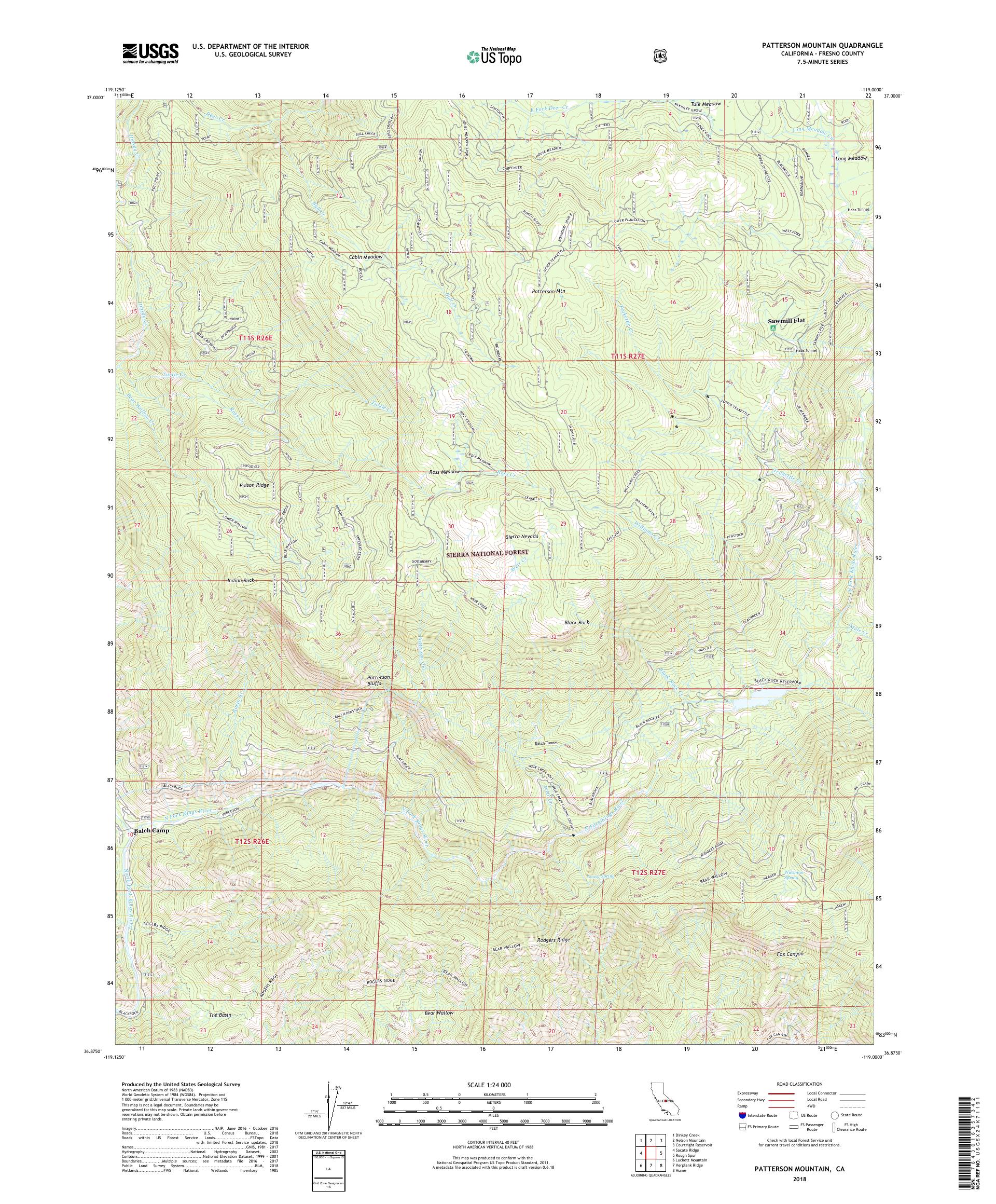 MyTopo Patterson Mountain, California USGS Quad Topo Map