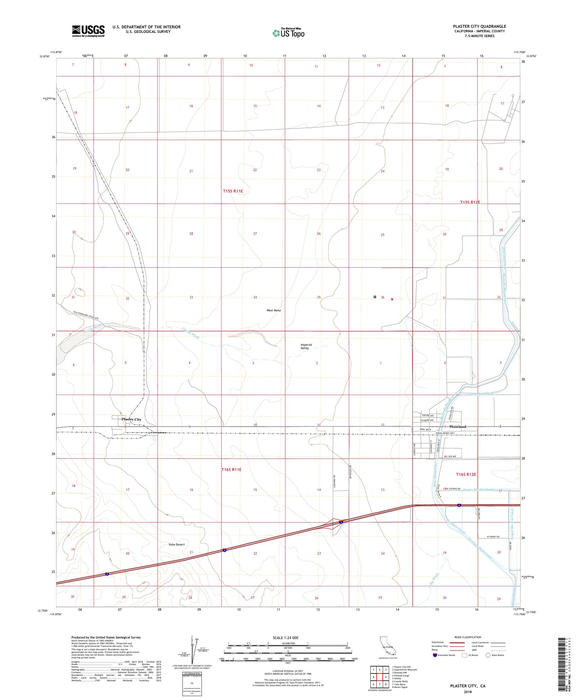 MyTopo Plaster City, California USGS Quad Topo Map