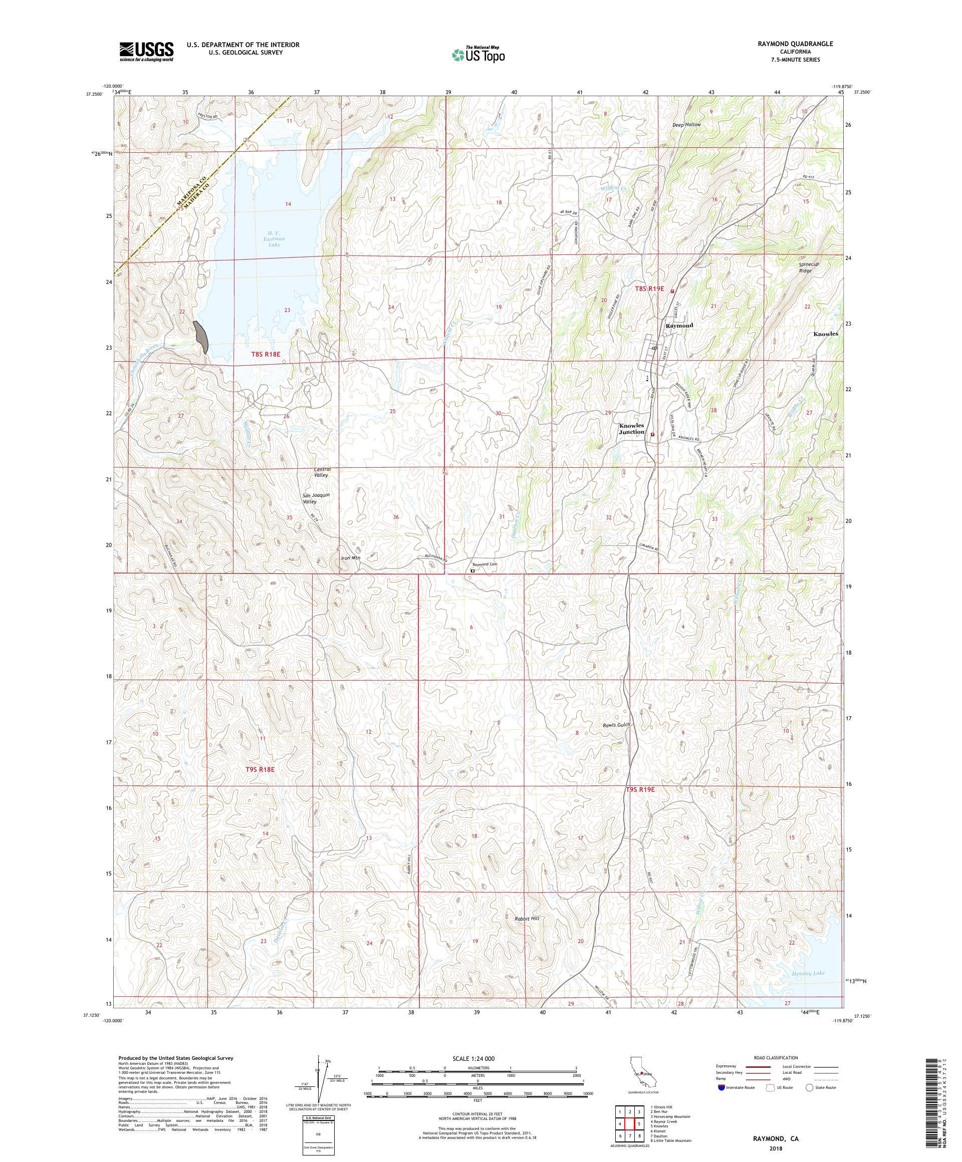MyTopo Raymond, California USGS Quad Topo Map