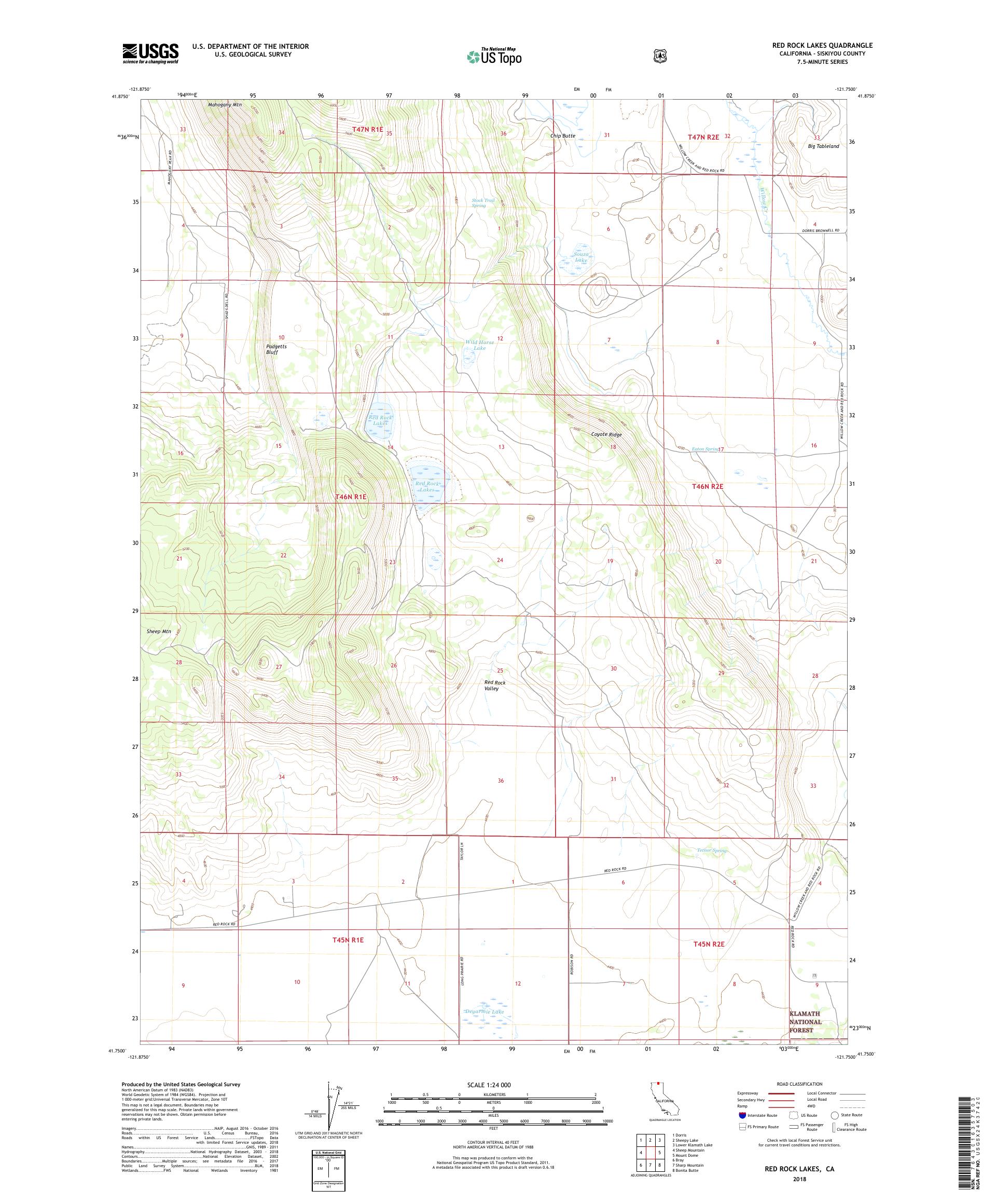 MyTopo Red Rock Lakes, California USGS Quad Topo Map