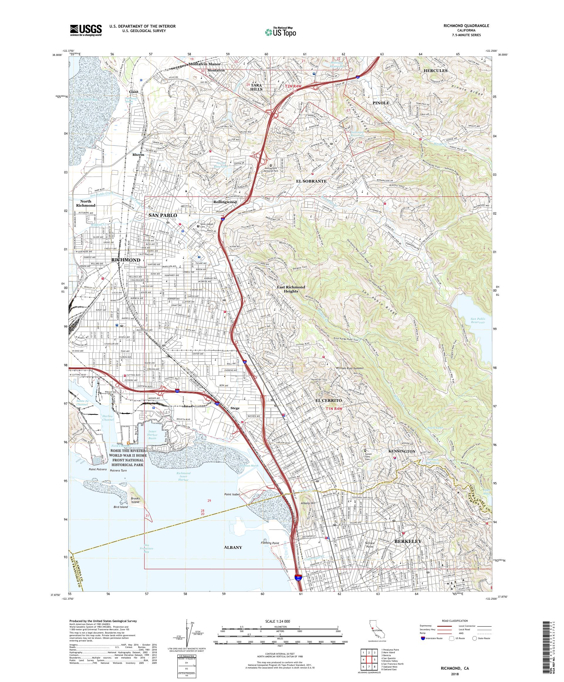 MyTopo Richmond, California USGS Quad Topo Map