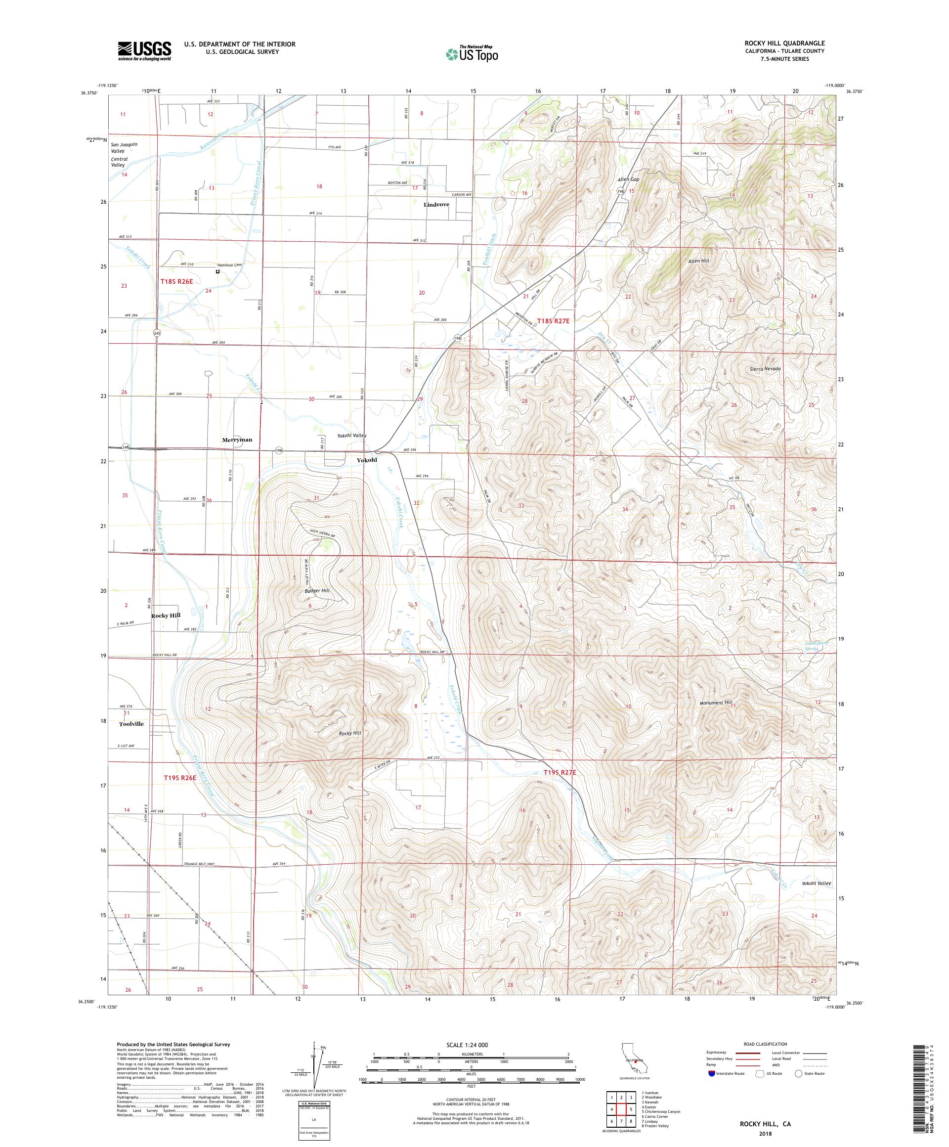 MyTopo Rocky Hill, California USGS Quad Topo Map