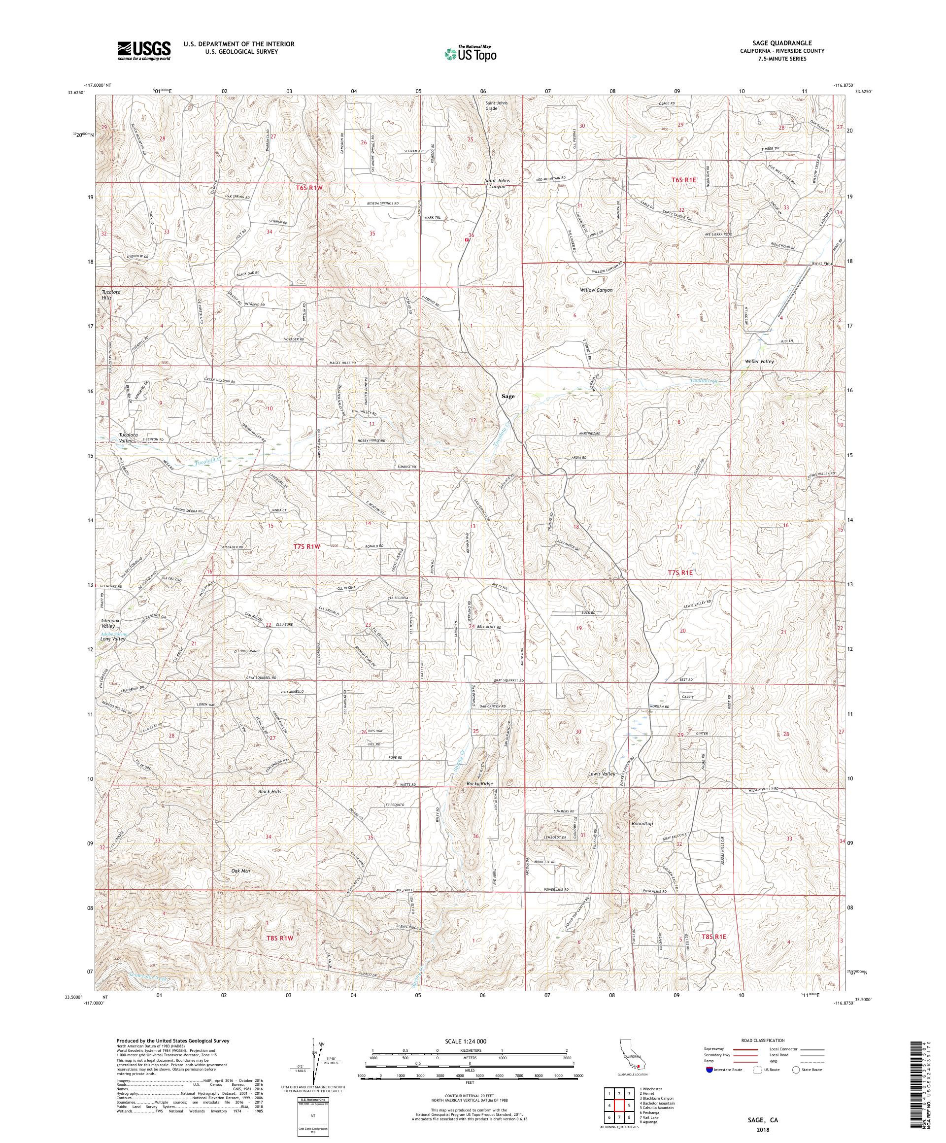 MyTopo Sage, California USGS Quad Topo Map