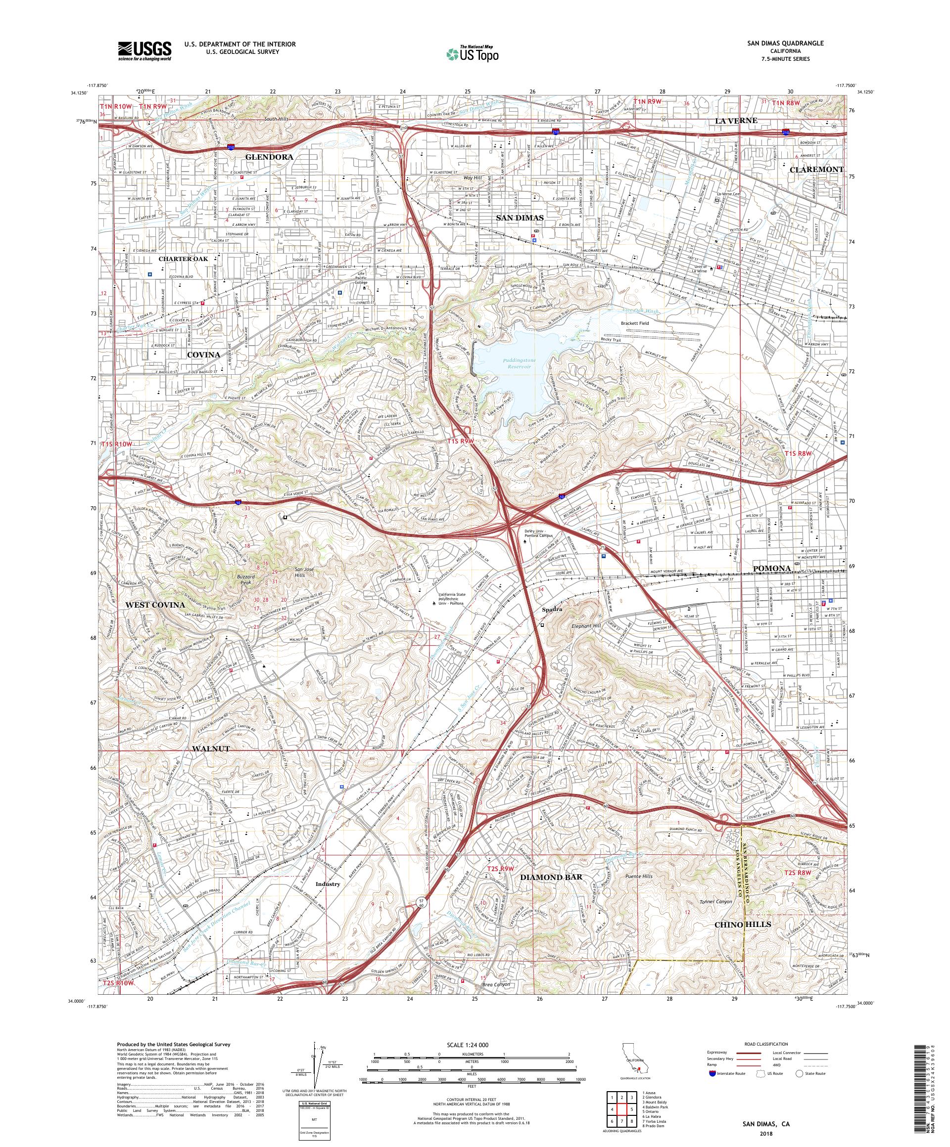 MyTopo San Dimas, California USGS Quad Topo Map
