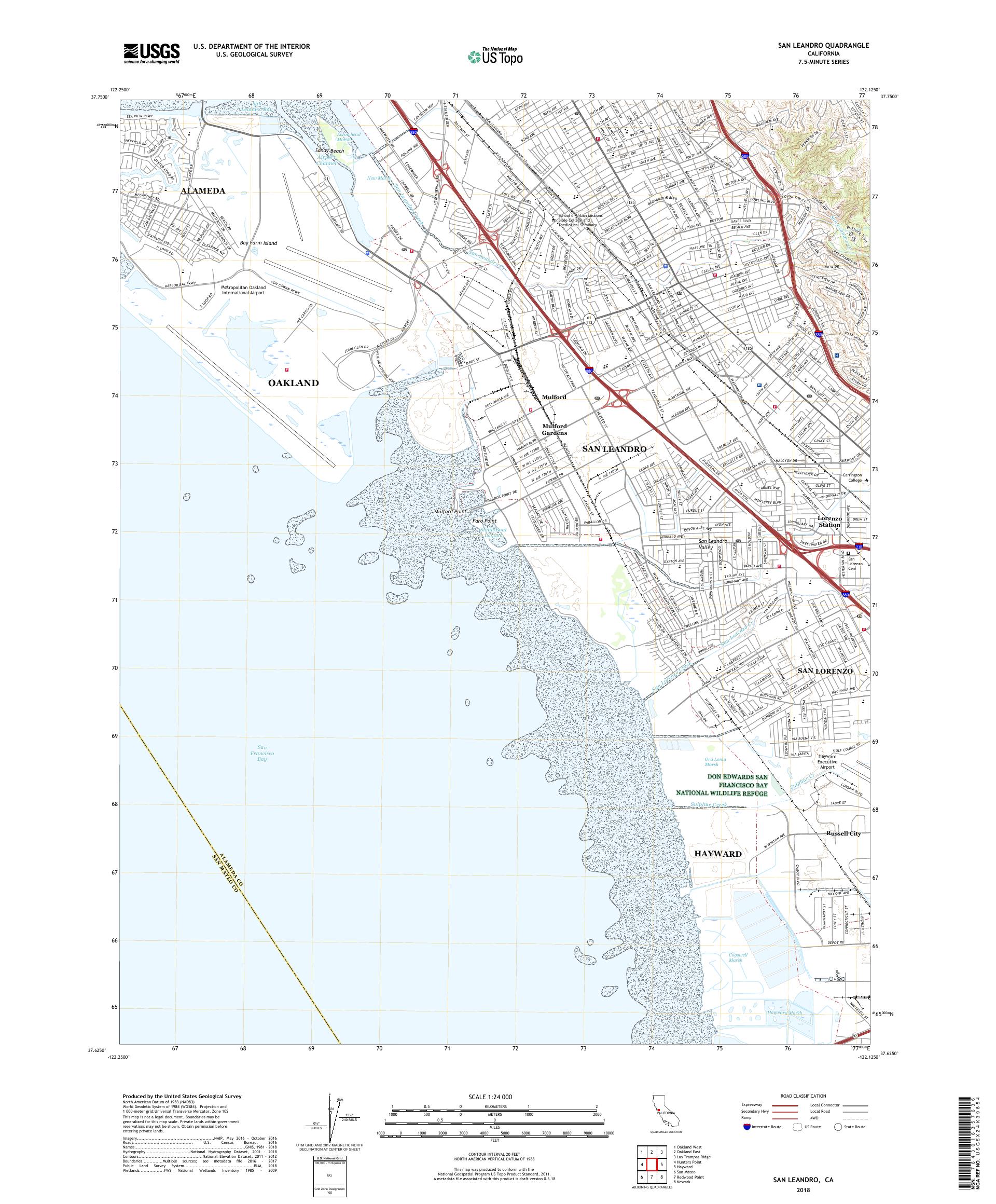 MyTopo San Leandro, California USGS Quad Topo Map