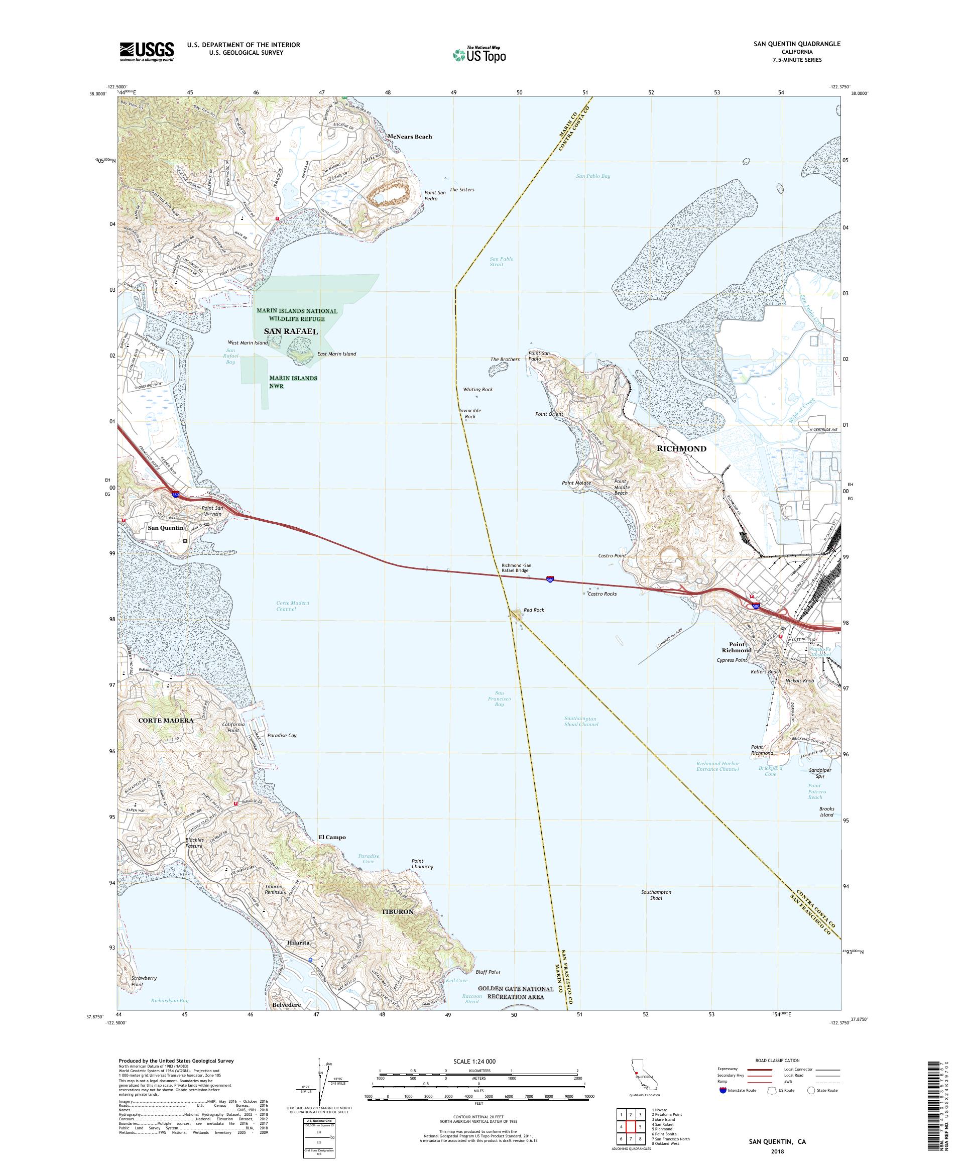 MyTopo San Quentin, California USGS Quad Topo Map