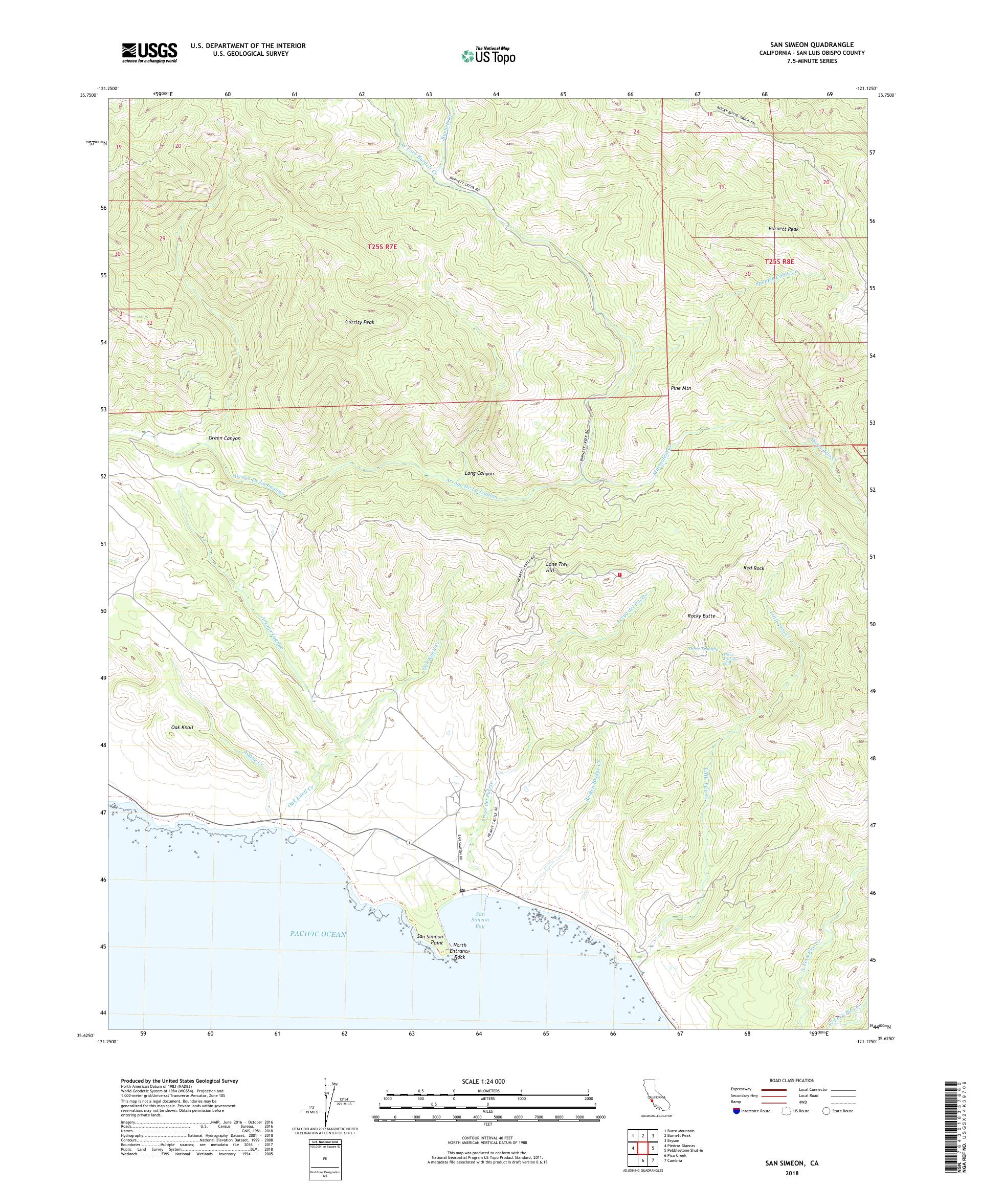 MyTopo San Simeon, California USGS Quad Topo Map