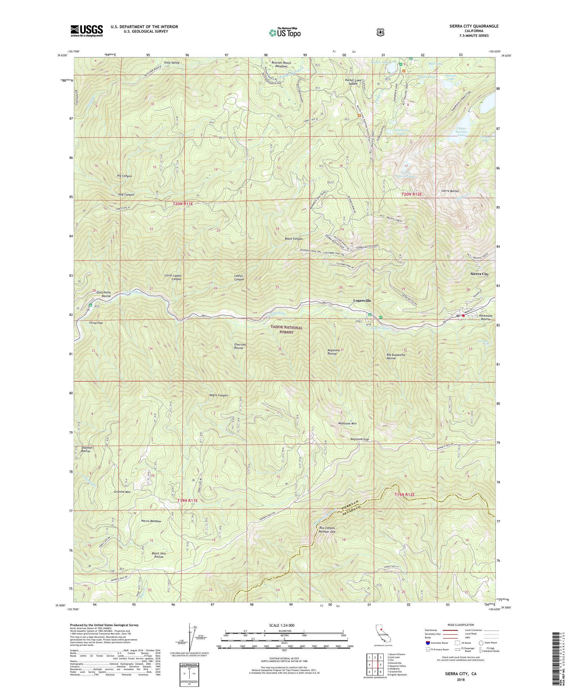 MyTopo Sierra City, California USGS Quad Topo Map