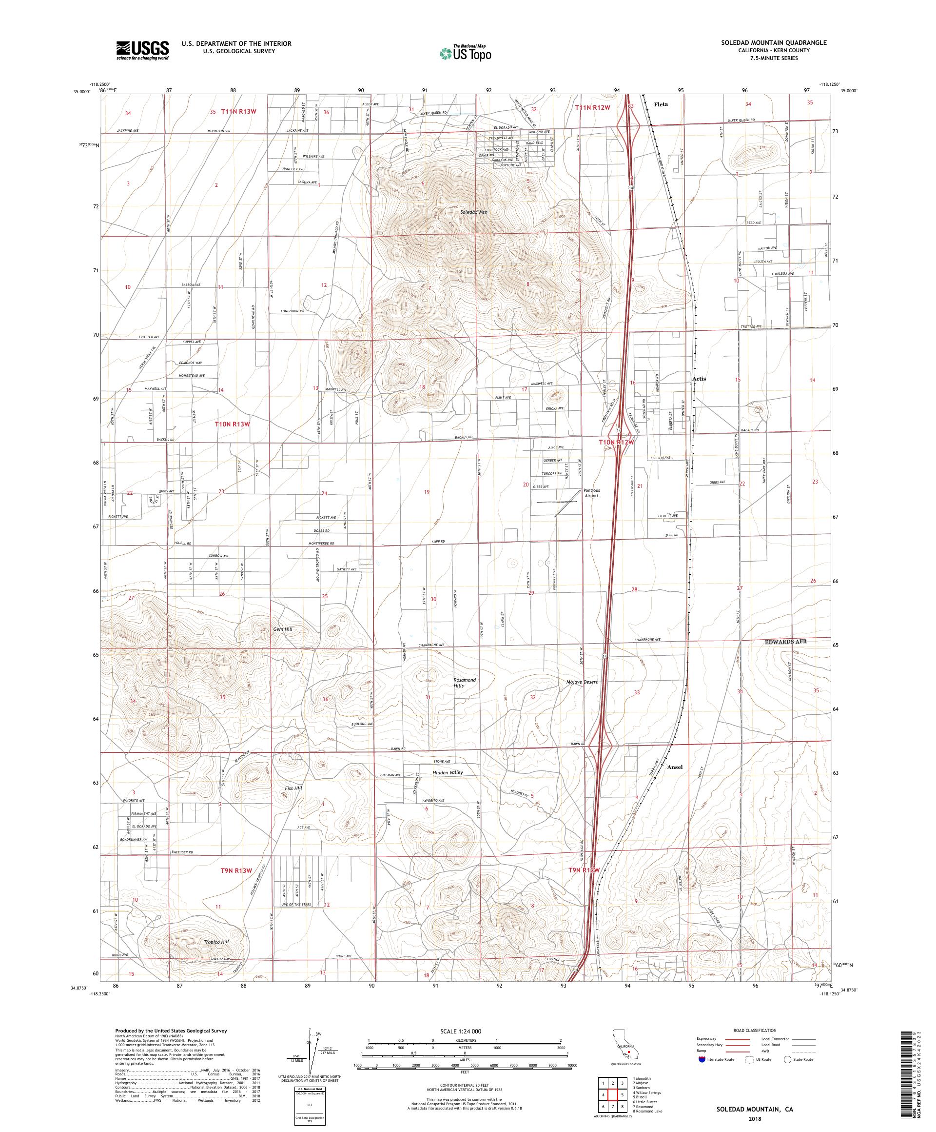 MyTopo Soledad Mountain, California USGS Quad Topo Map